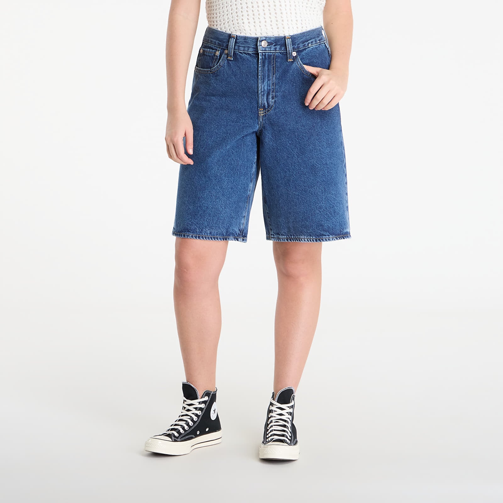 Kraťasy GAP Denim Longline Mid Rise Short Dark Blue