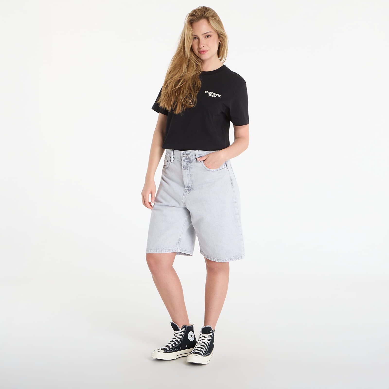 Kraťasy Carhartt WIP W' Brandon Short Black Chalk Wash