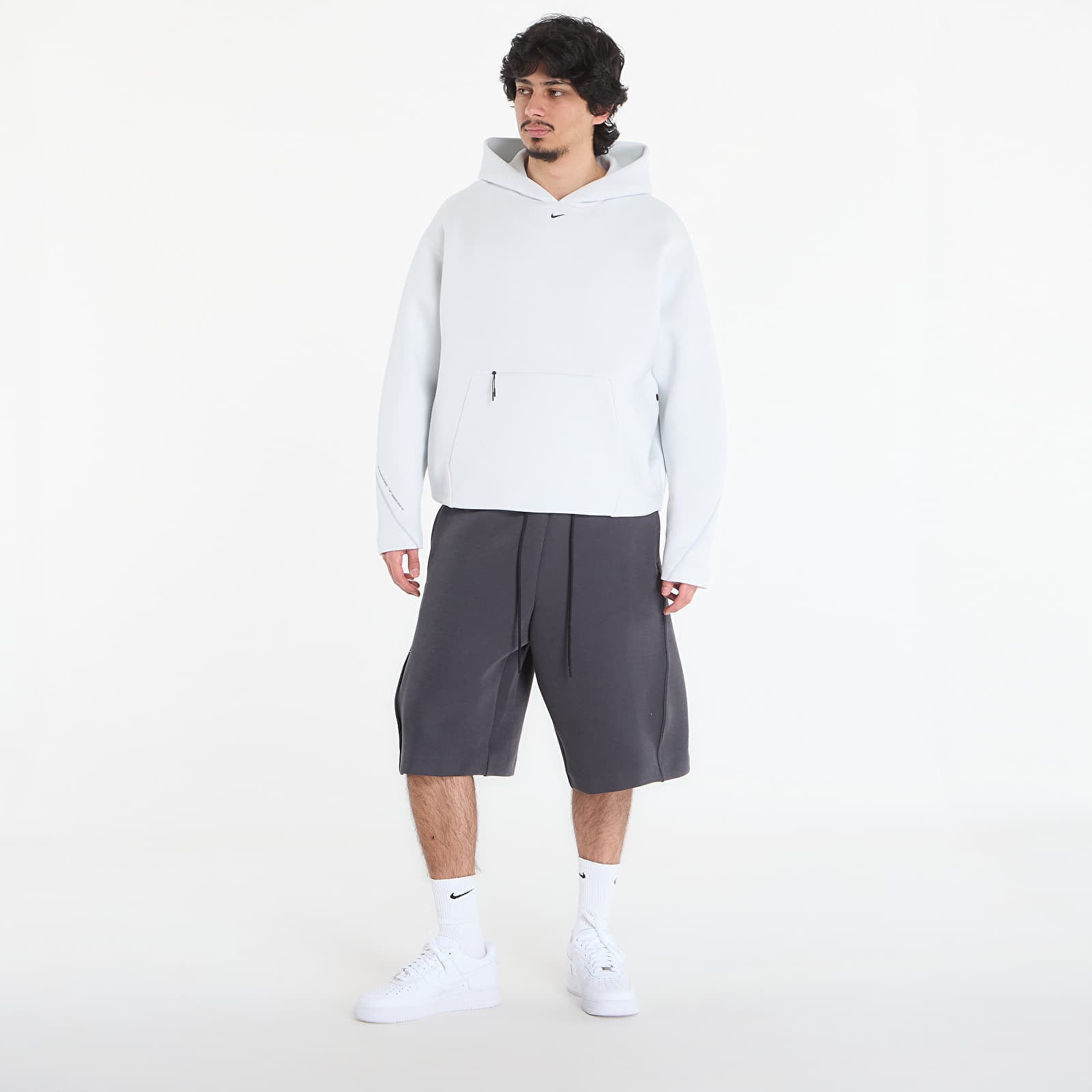 Pánske mikiny Nike Tech Men's Fleece Pullover Hoodie Off White/ Black