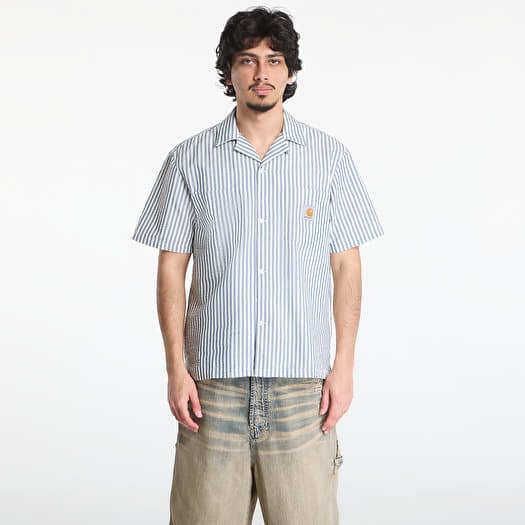 Paita Carhartt WIP S/S Leavel Shirt UNISEX Leavel Stripe/ Blue River/ Wax