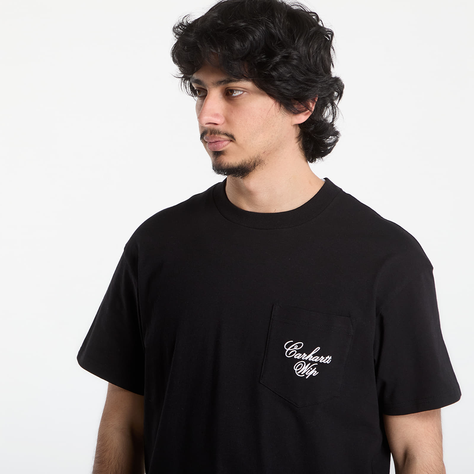 Férfi pólok Carhartt WIP S/S Longhand Pocket T-Shirt UNISEX Black/ White