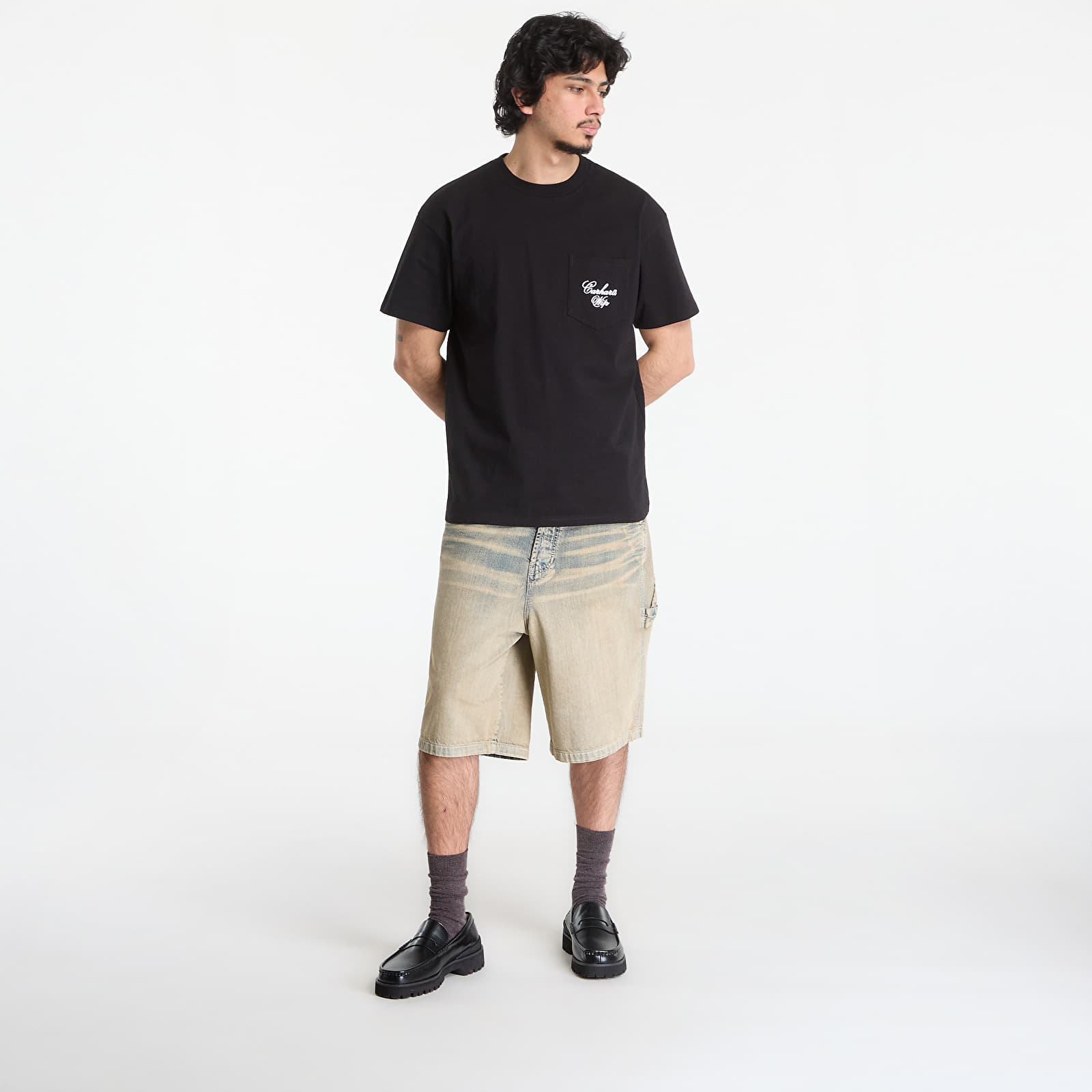 Férfi pólok Carhartt WIP S/S Longhand Pocket T-Shirt UNISEX Black/ White