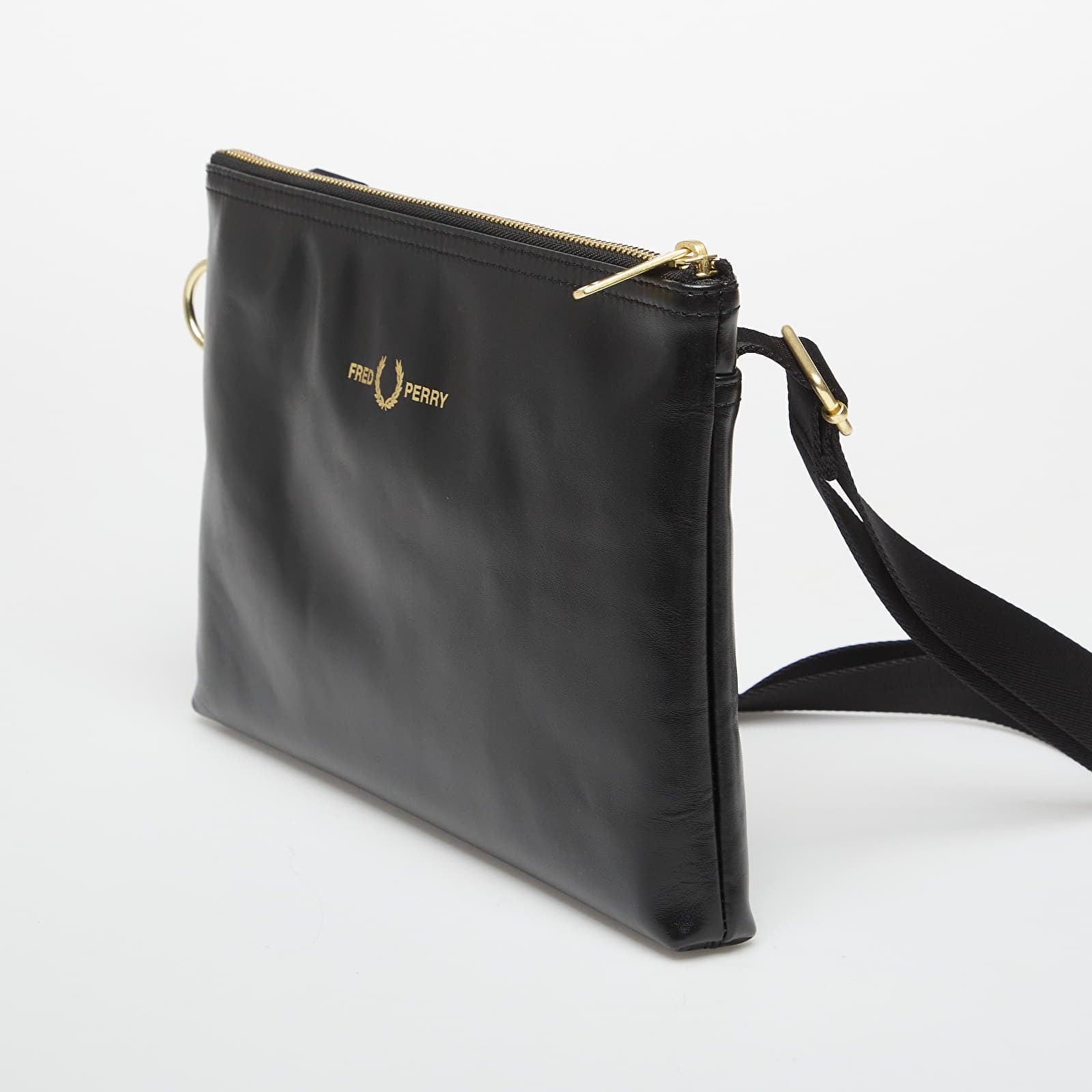 Borse a tracolla da uomo FRED PERRY Smooth Leather Sacoche Black