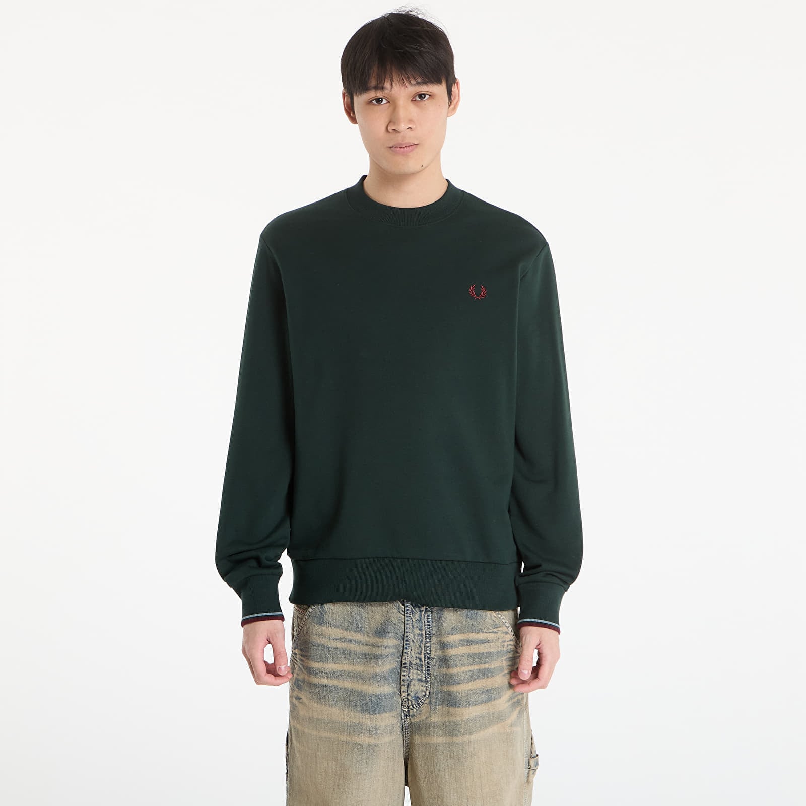 Суитшърт FRED PERRY Crew Neck Sweatshirt Grsrts/ Stkbl/ Oxb L