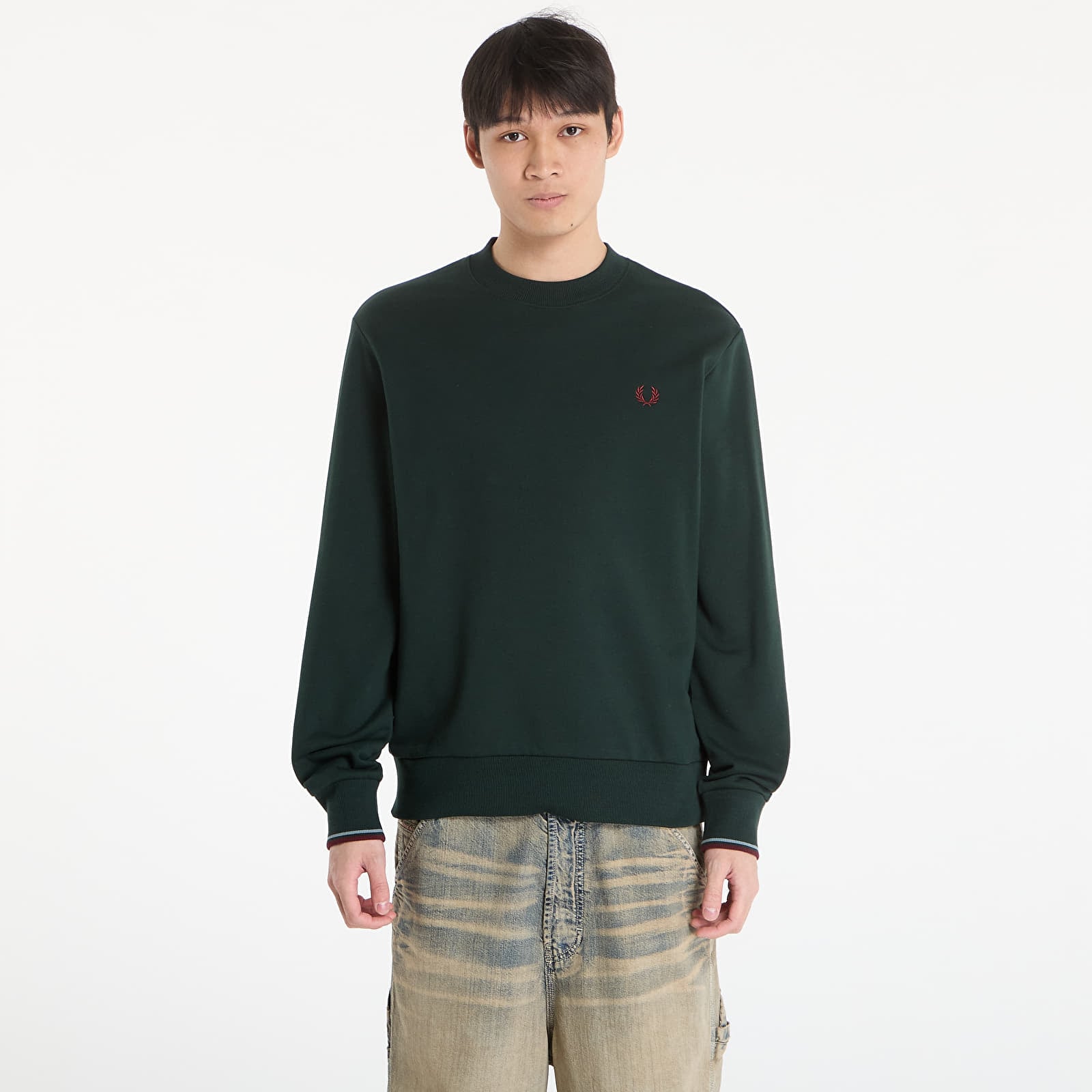 Meeste kampsunid FRED PERRY Crew Neck Sweatshirt Grsrts/ Stkbl/ Oxb