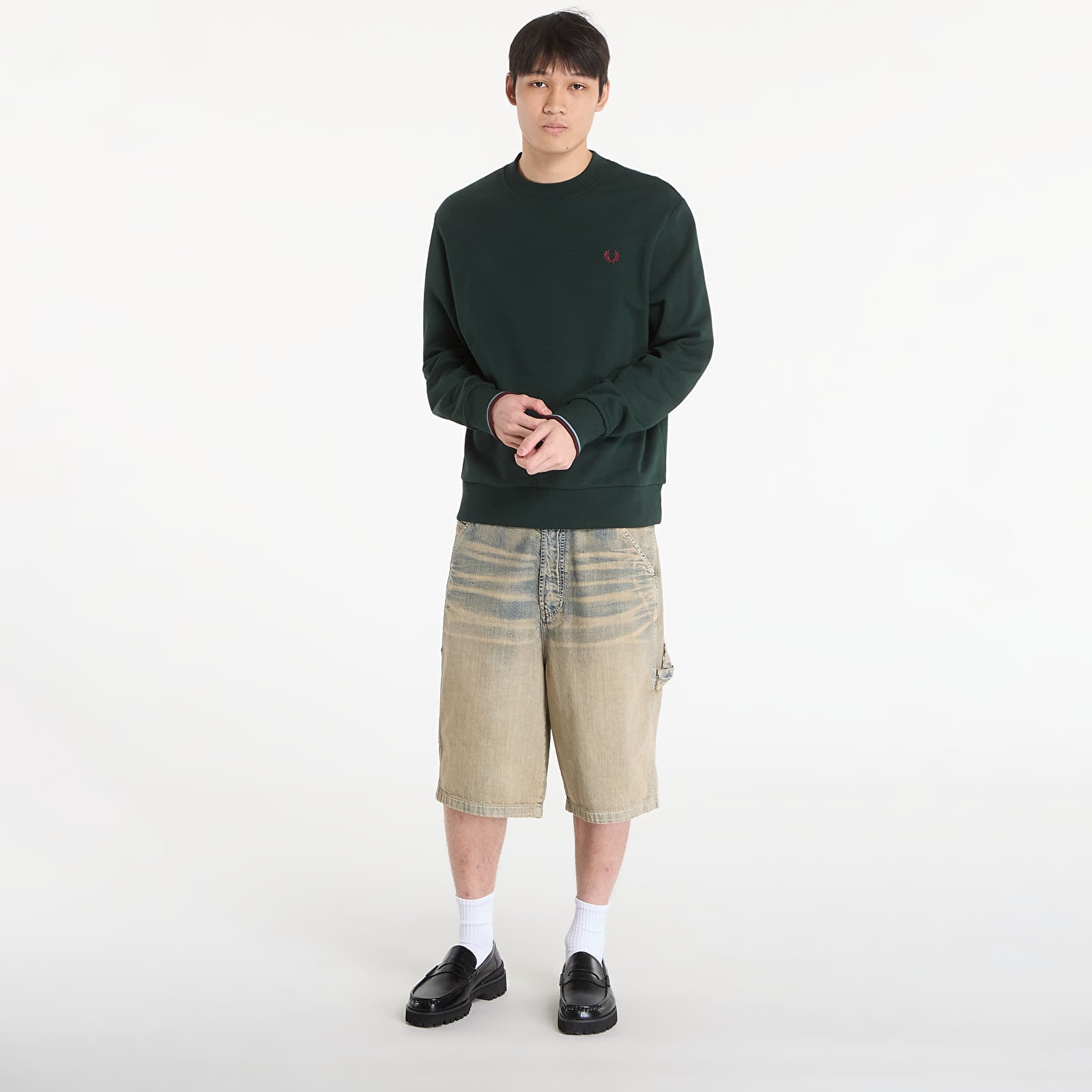 Meeste kampsunid FRED PERRY Crew Neck Sweatshirt Grsrts/ Stkbl/ Oxb