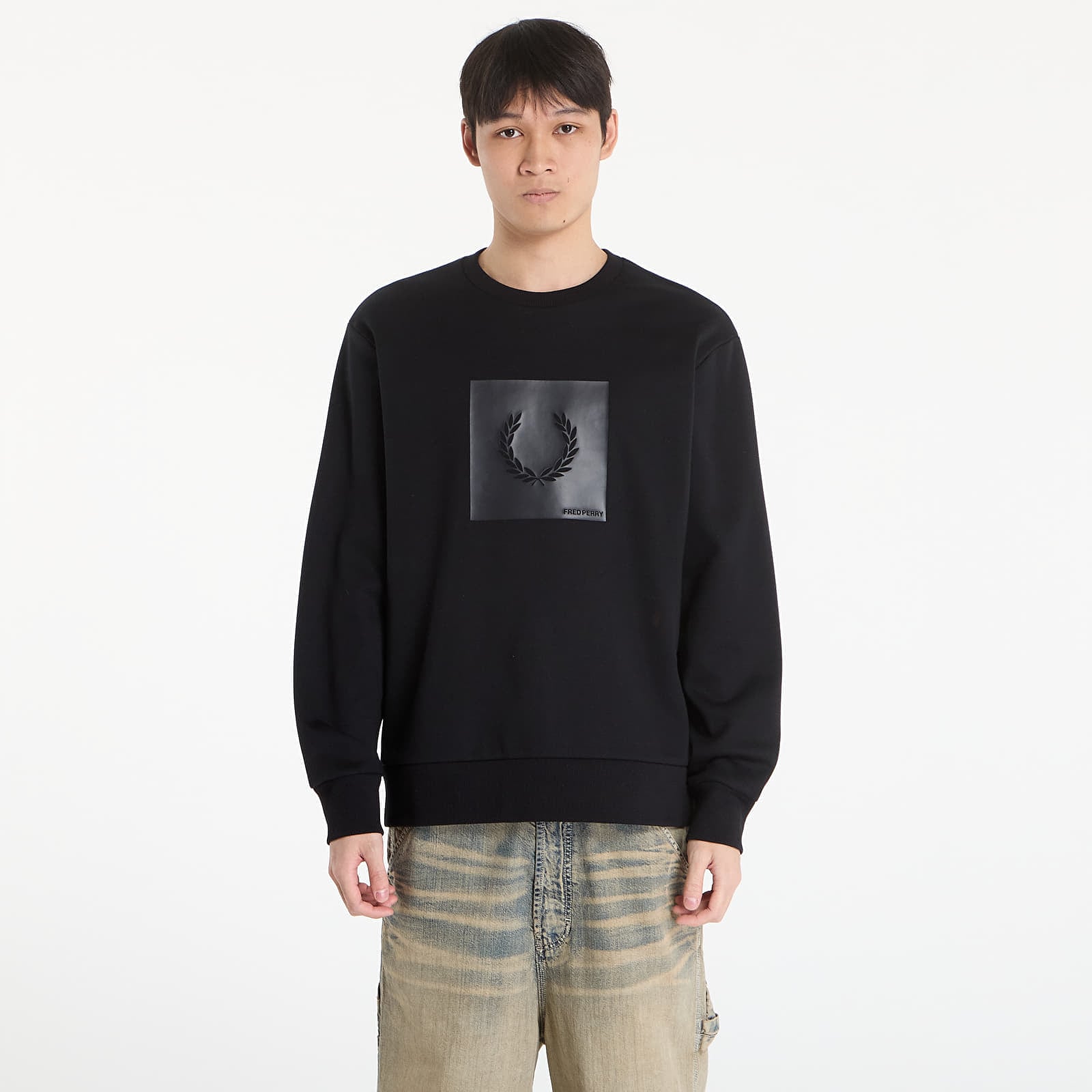 Суитшърт FRED PERRY Box Graphic Sweatshirt Black/ Anchorgrey XL