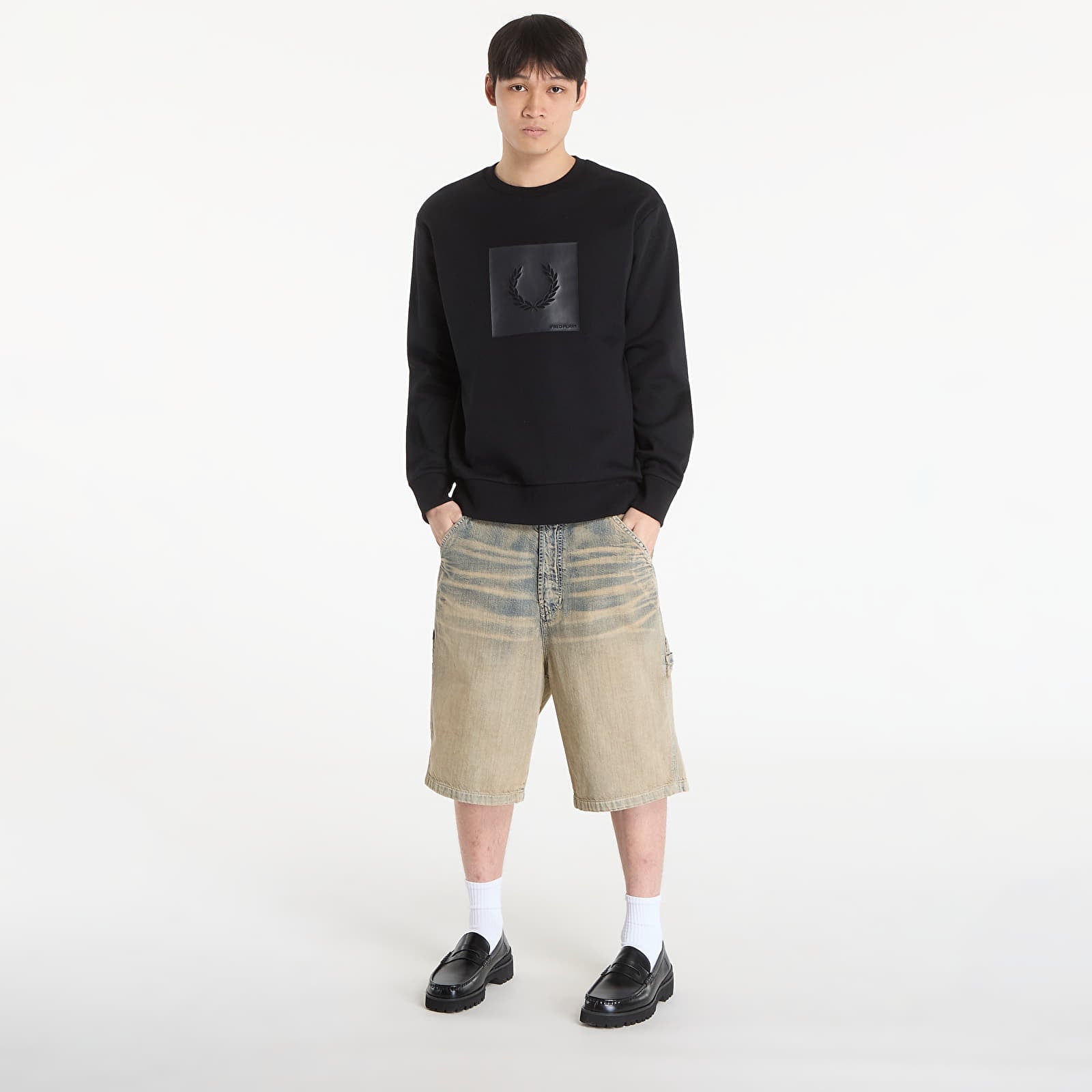 Meeste kampsunid FRED PERRY Box Graphic Sweatshirt Black/ Anchorgrey