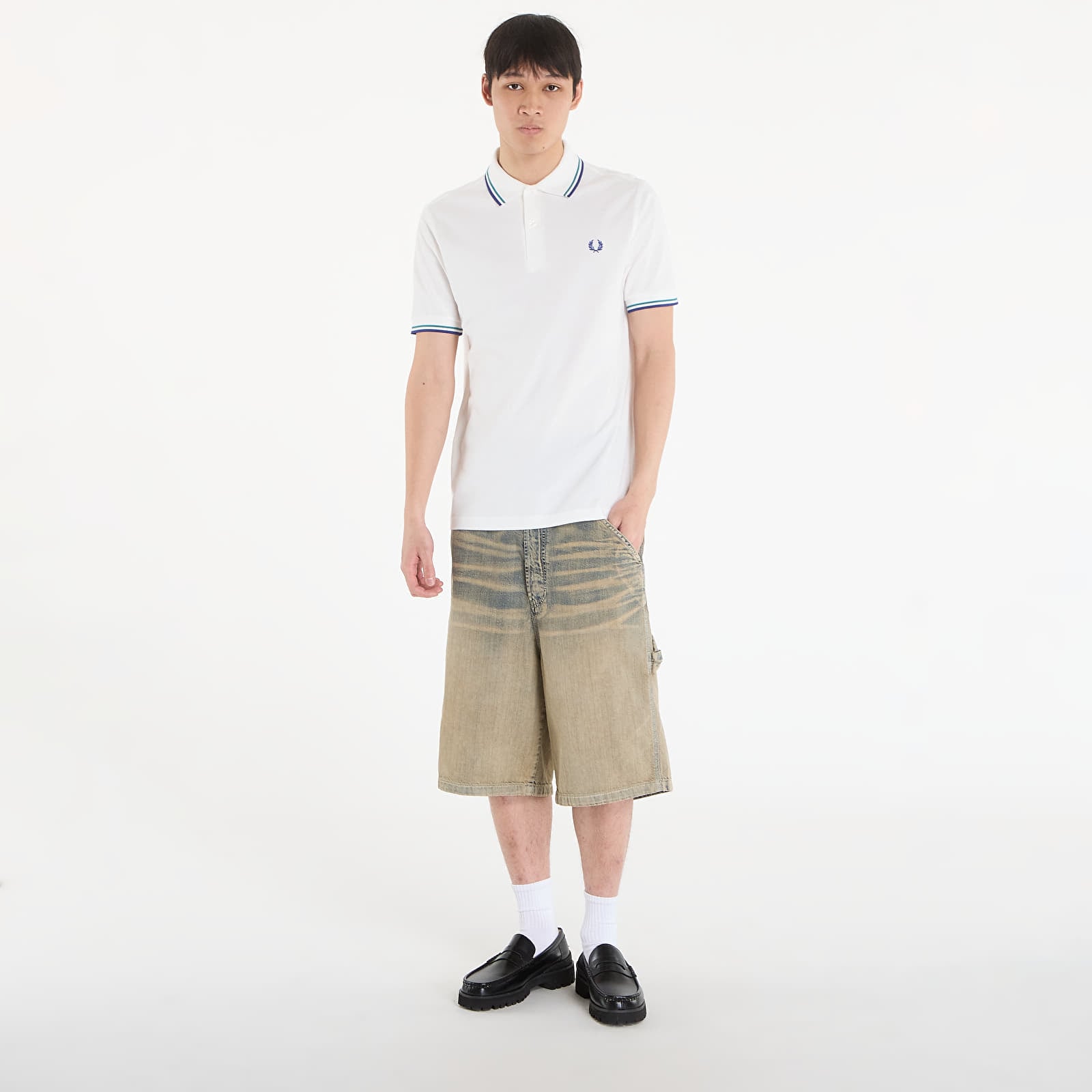 Férfi pólók FRED PERRY Twin Tipped Fred Perry Shirt Snwh/ Depmn/ Sohec