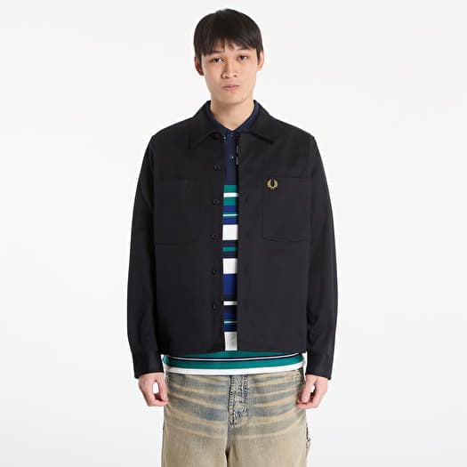 FRED PERRY Twill Overshirt Black