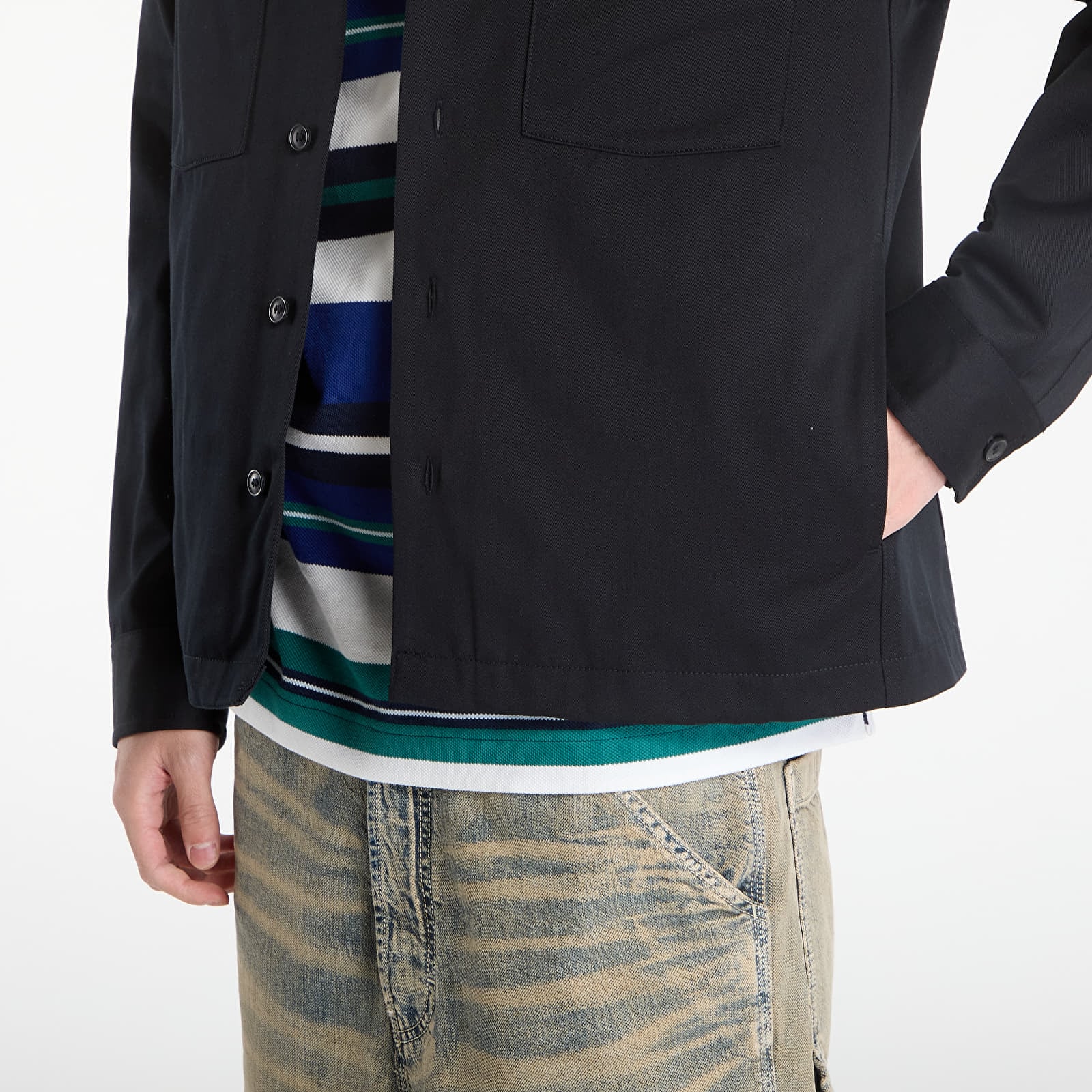 Ανδρικά πουκάμισα FRED PERRY Twill Overshirt Black