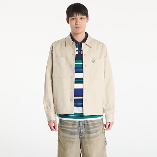 FRED PERRY Twill Overshirt Oatmeal