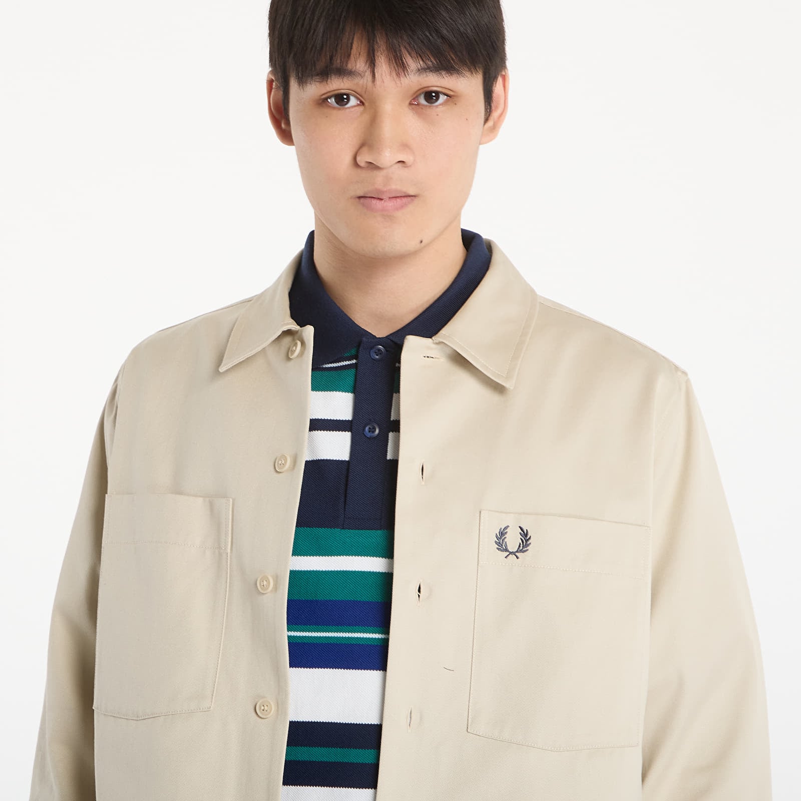 Meeste ülisärgid FRED PERRY Twill Overshirt Oatmeal