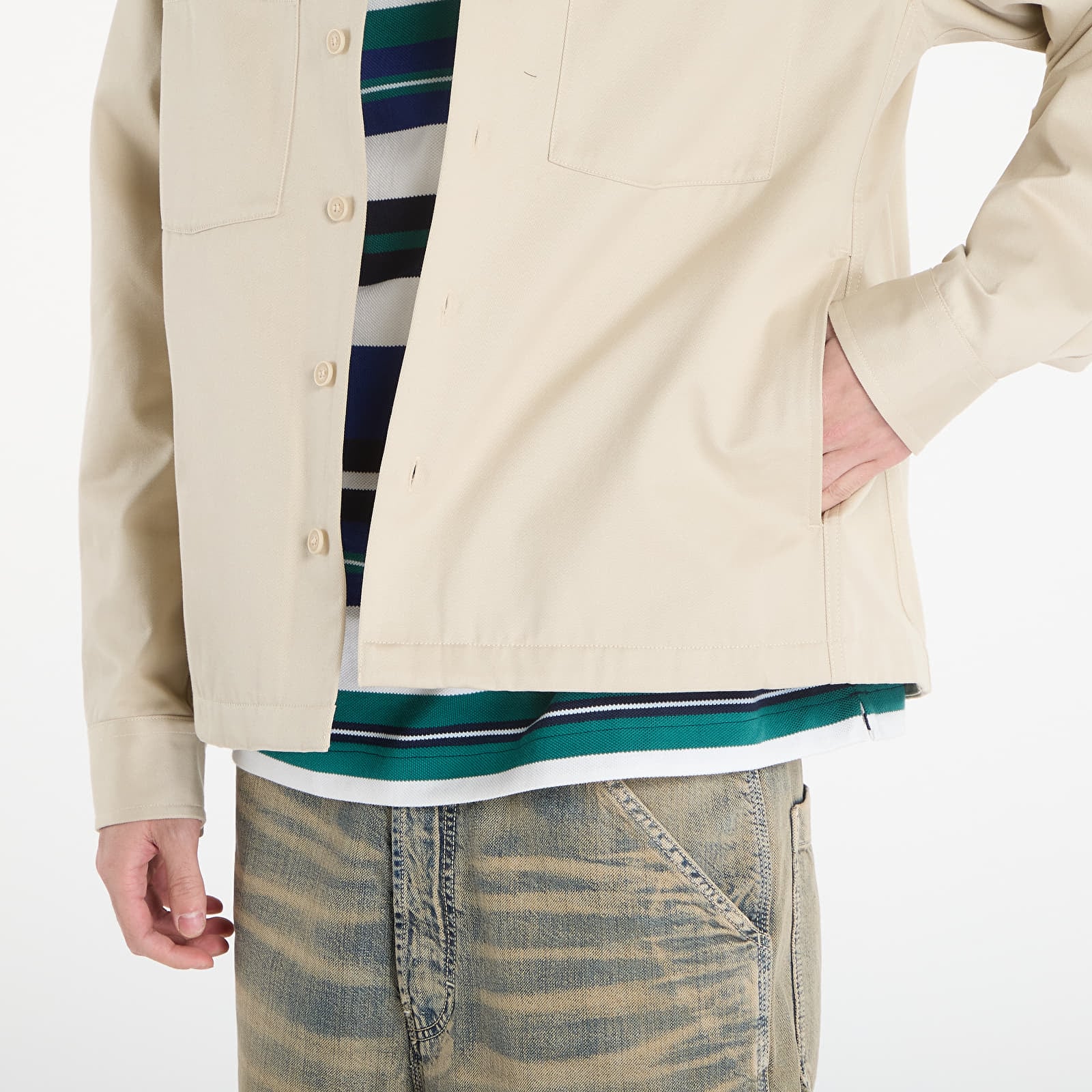 Meeste ülisärgid FRED PERRY Twill Overshirt Oatmeal