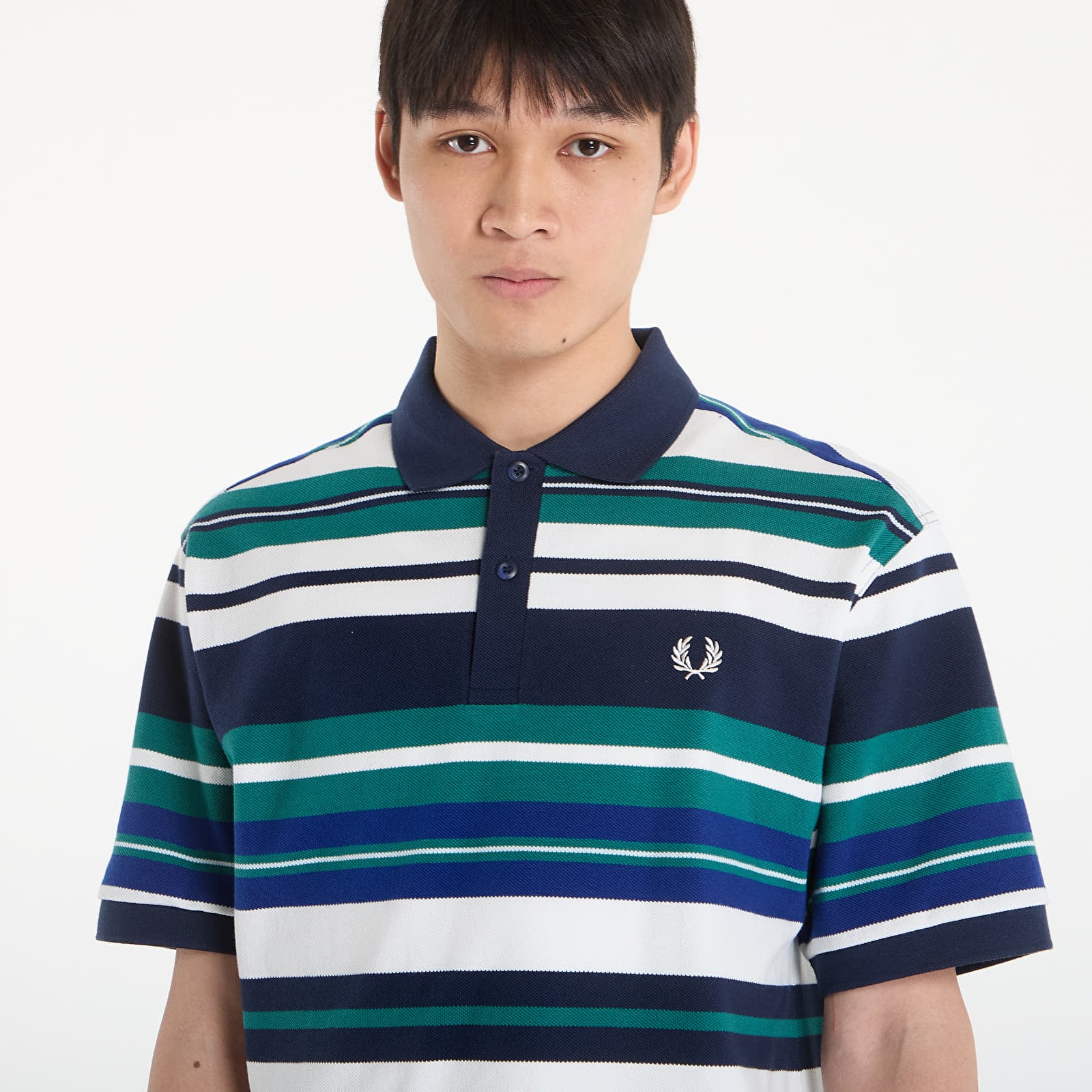 Polotröjor för män FRED PERRY Striped Relaxed Polo Shirt Deep Mint