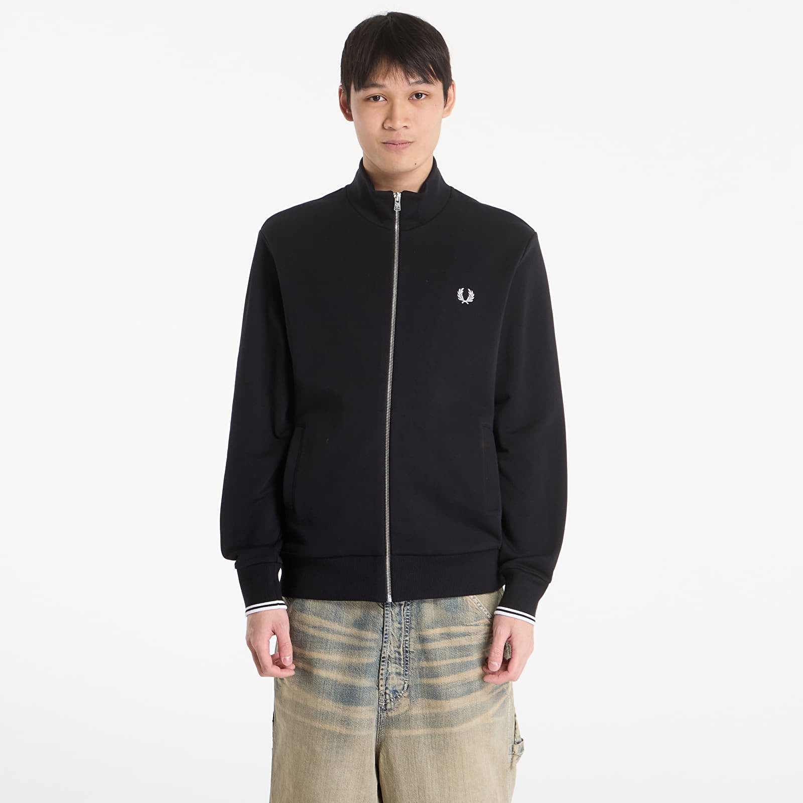 Meeste kampsunid FRED PERRY Zip Through Sweatshirt Black