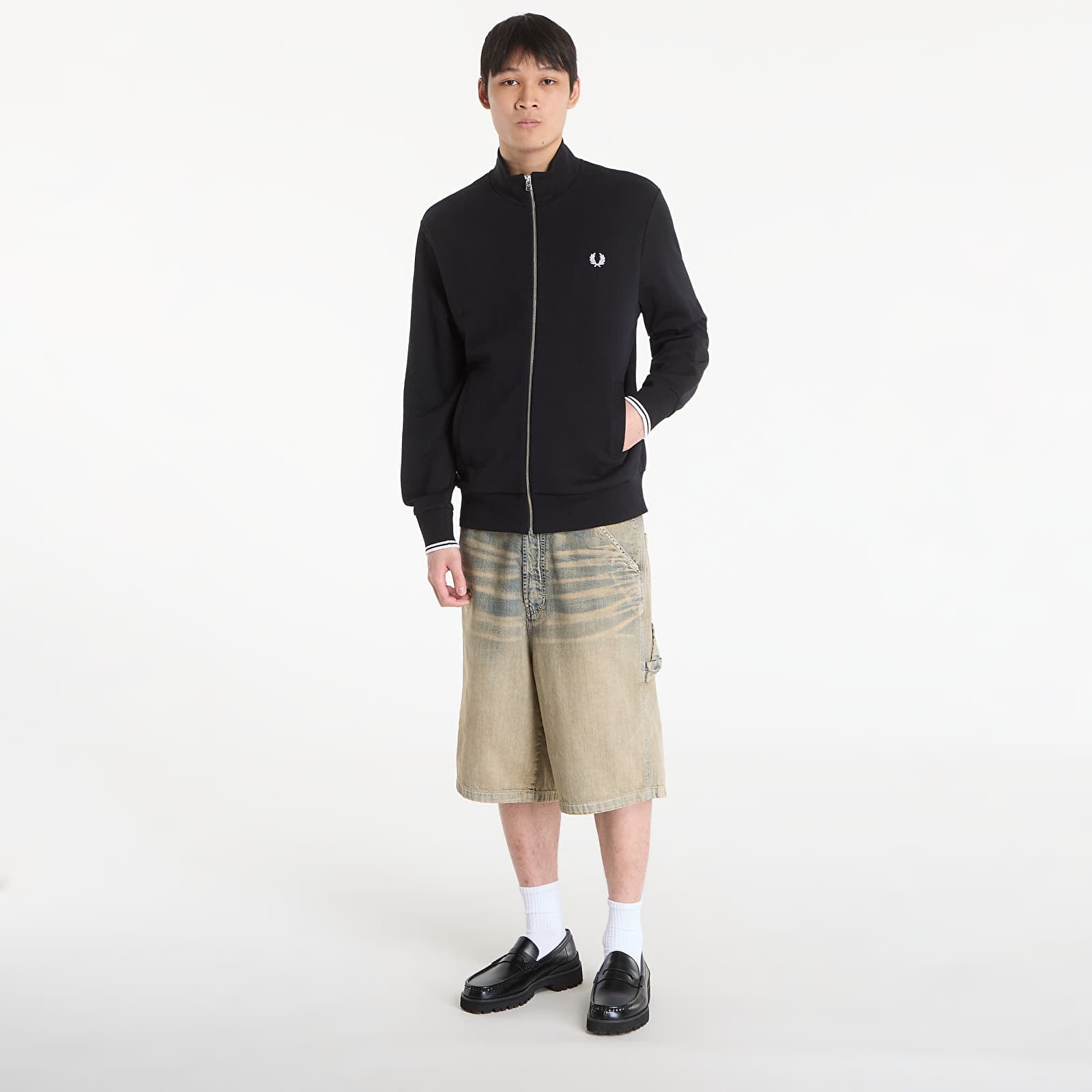 Meeste kampsunid FRED PERRY Zip Through Sweatshirt Black