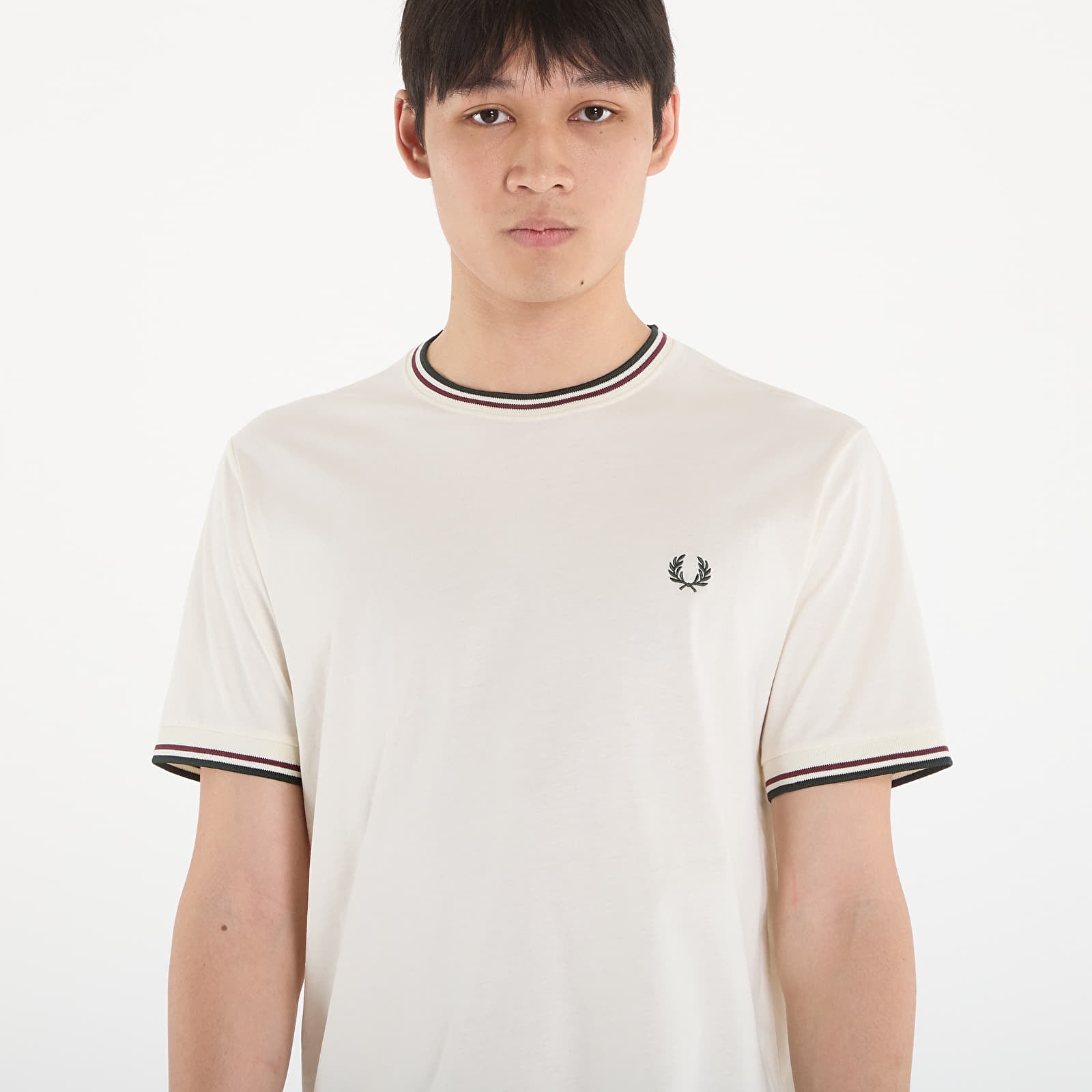 Tricouri bărbați FRED PERRY Twin Tipped T-Shirt Ecr/ Oxbld/ Grsrts