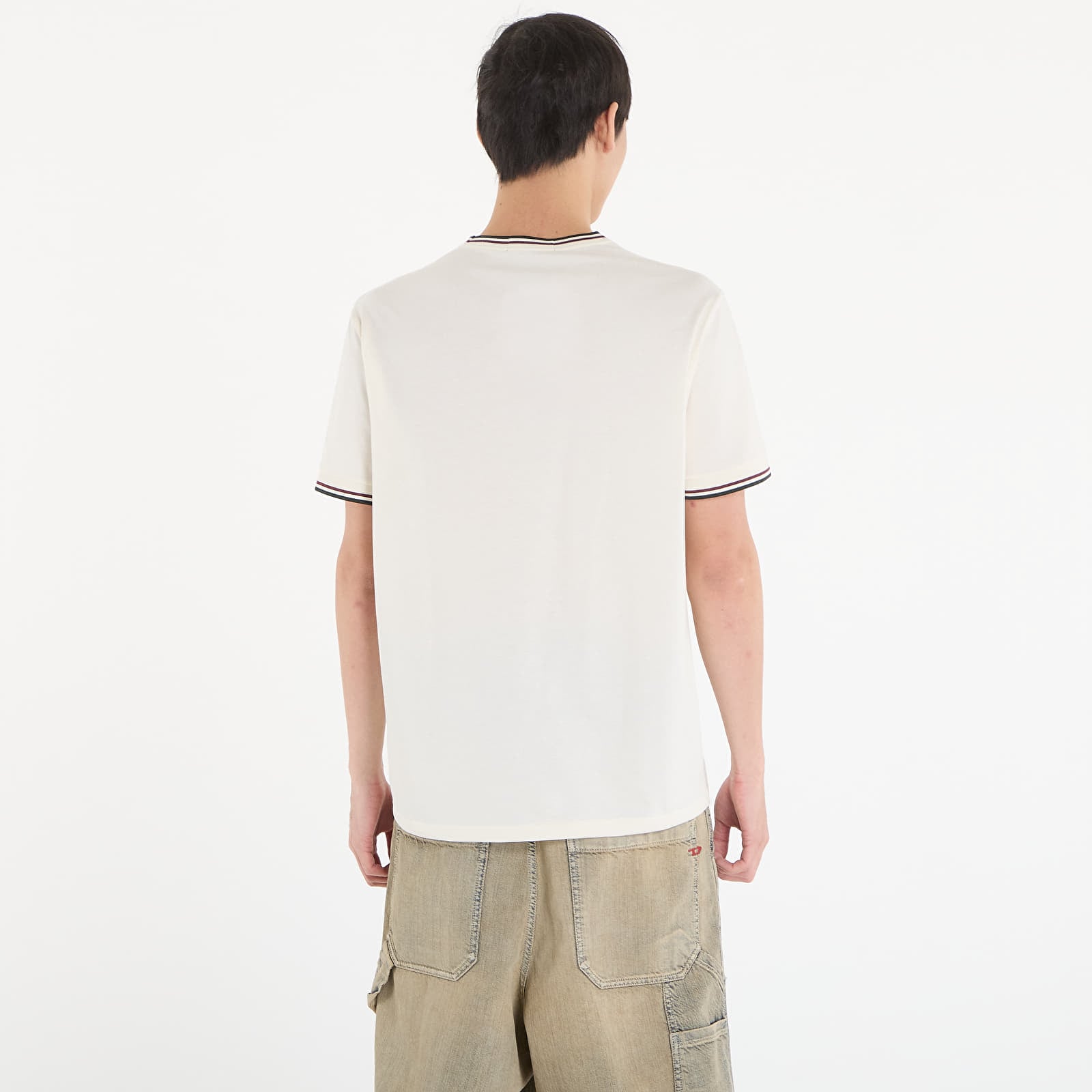 Tricouri bărbați FRED PERRY Twin Tipped T-Shirt Ecr/ Oxbld/ Grsrts