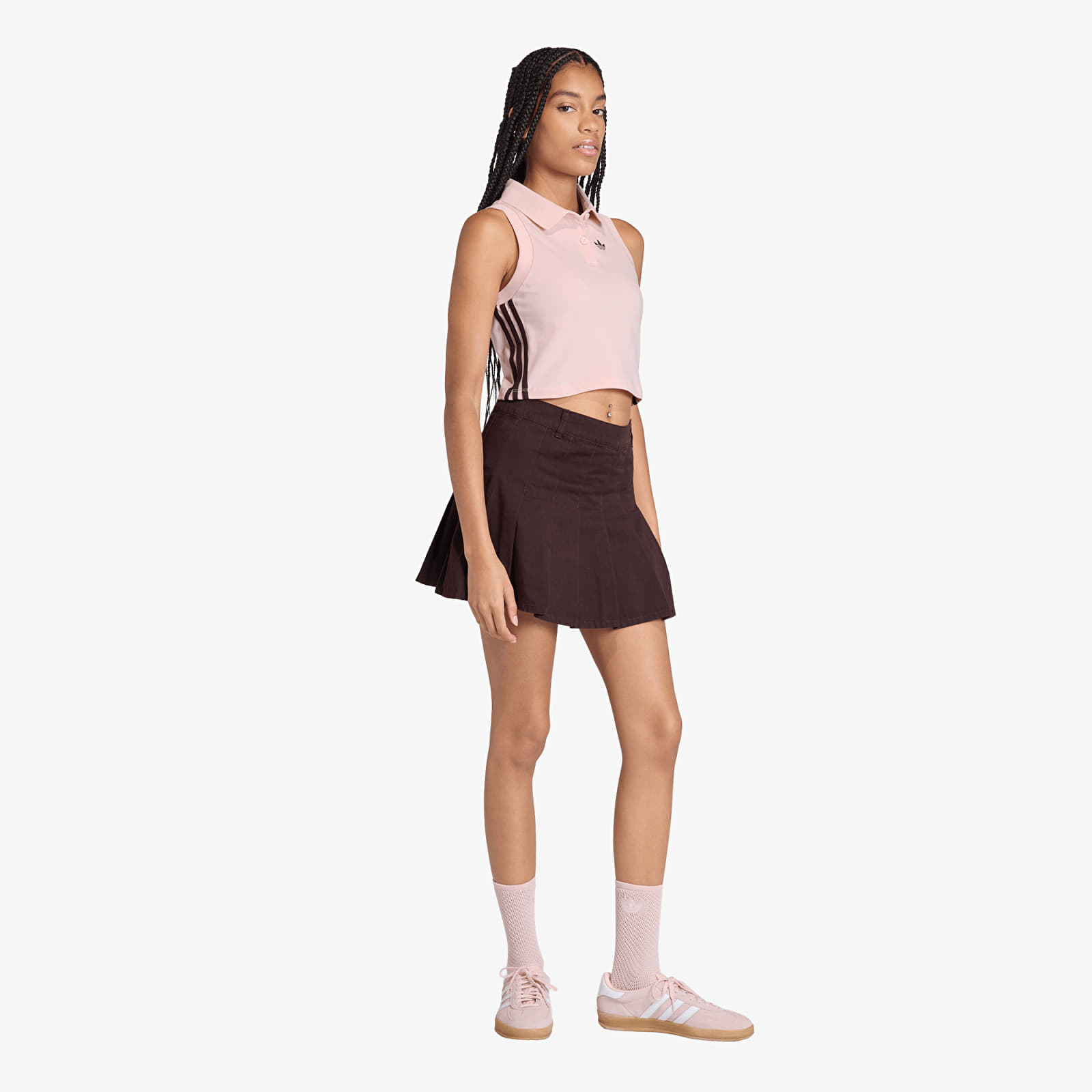Дамски поли adidas Twill Pleated Skirt Aurora Coffee