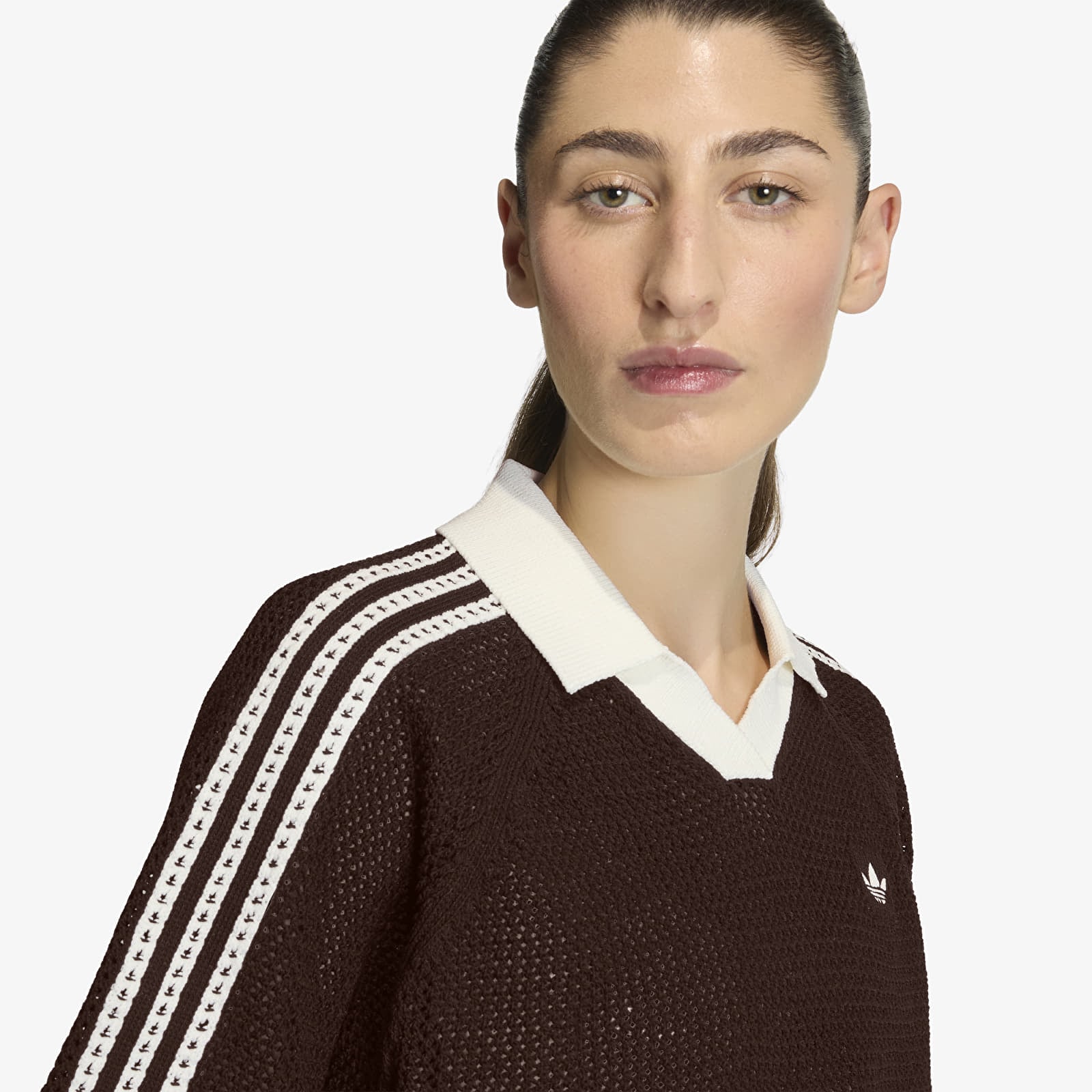 Dámske tričká adidas Knitted Crochet Polo Aurora Coffee