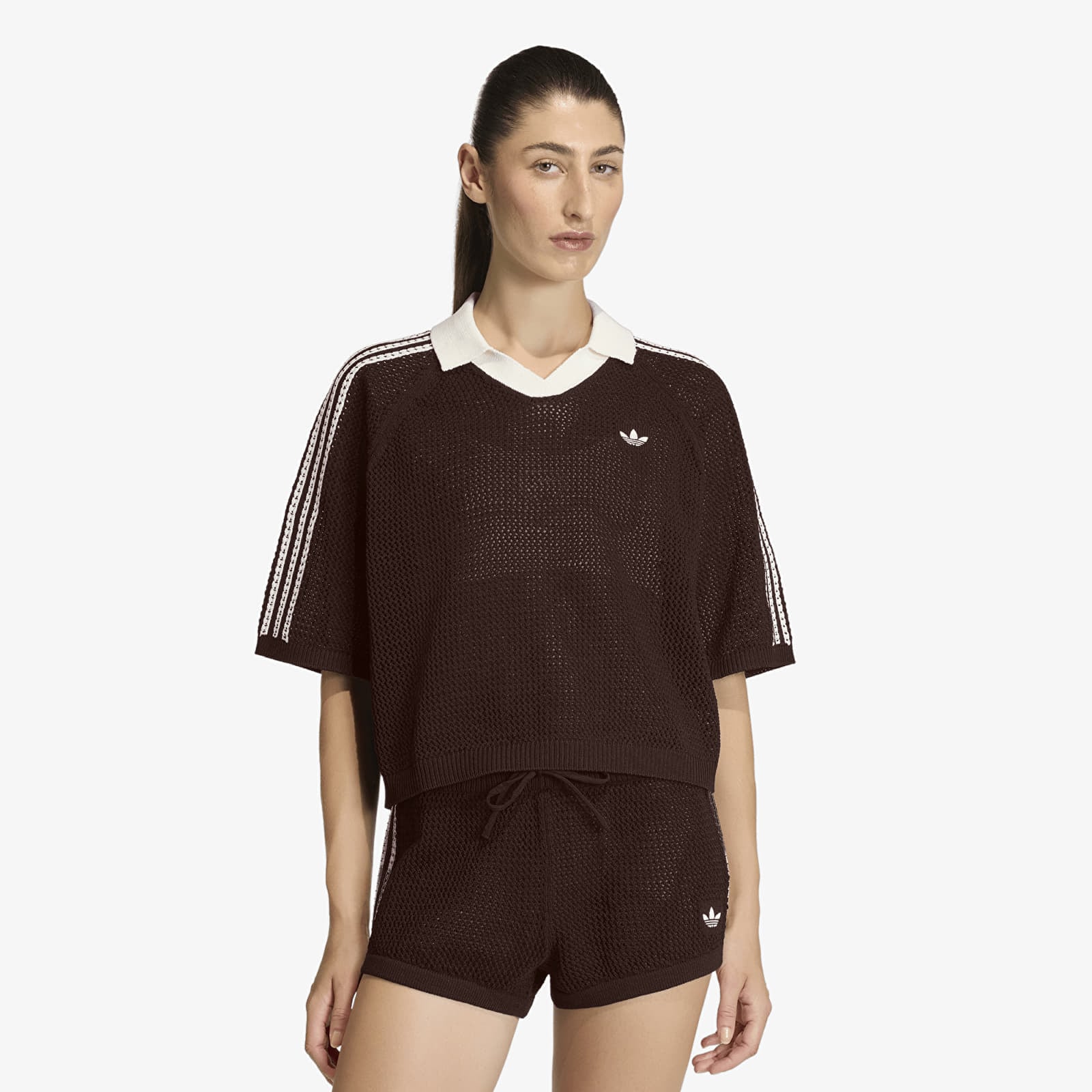 Тениска adidas Knitted Crochet Polo Aurora Coffee XL