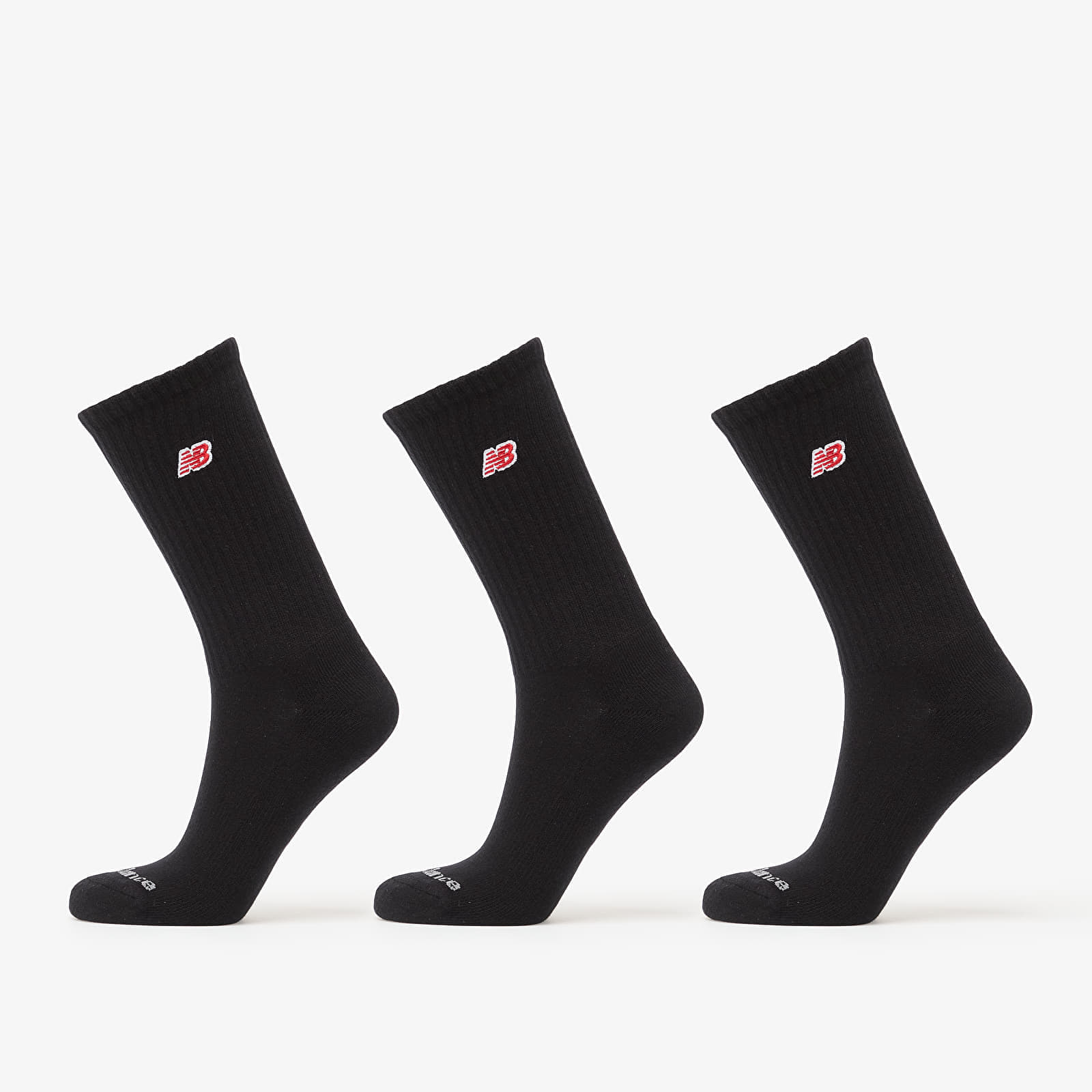 New Balance Red Patch Logo Crew Socks 3-Pack Black M