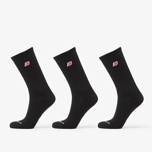 New Balance Red Patch Logo Crew Socks 3-Pack Black