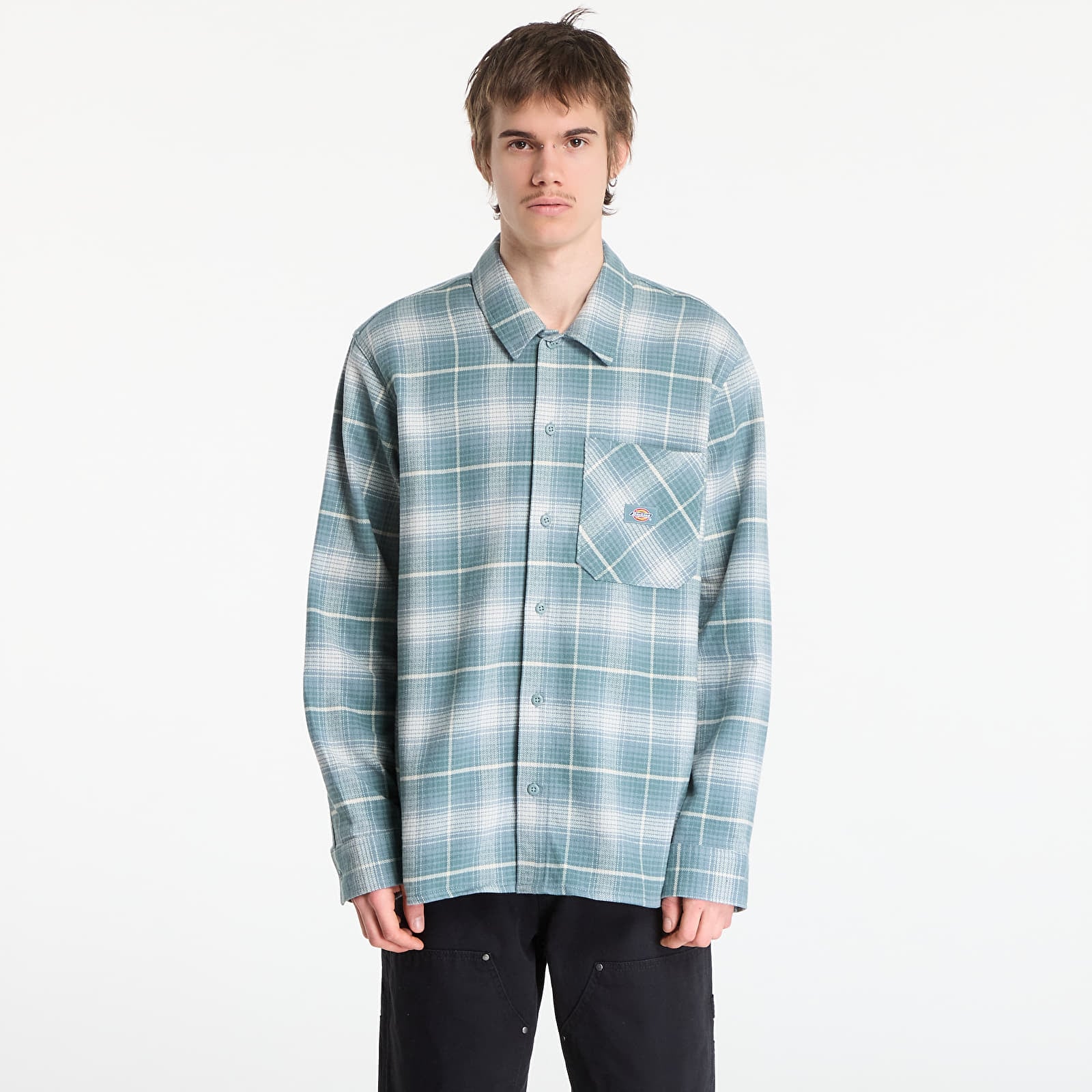 Pánske košele Dickies Forest Check Shirt Stormy Sea