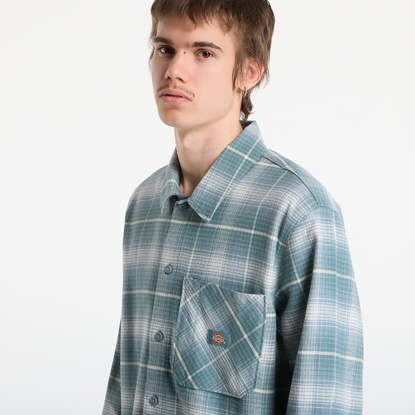 Pánske košele Dickies Forest Check Shirt Stormy Sea