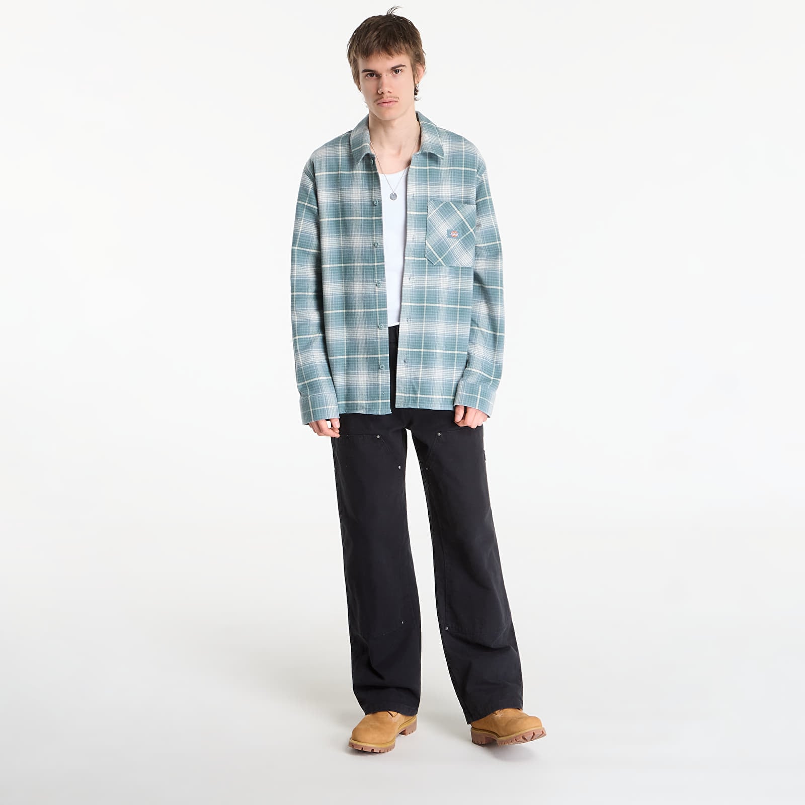 Pánske košele Dickies Forest Check Shirt Stormy Sea