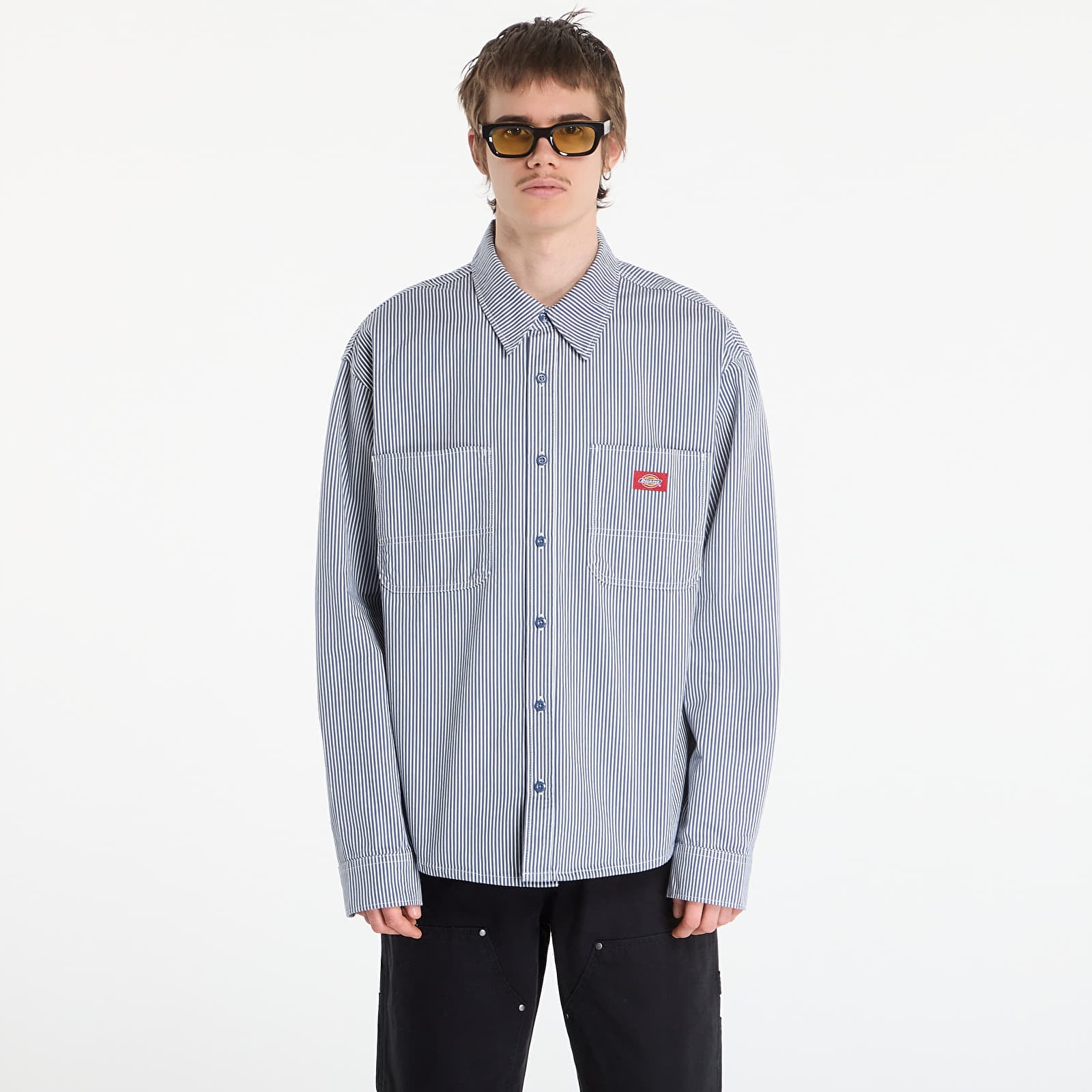Muške majice Dickies Hickory Work Shirt Ls Retro Indigo