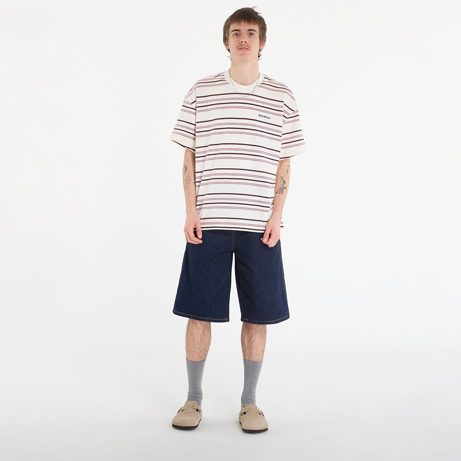 Men's T-shirts Dickies East Liberty Stripe Ss Tee Egret