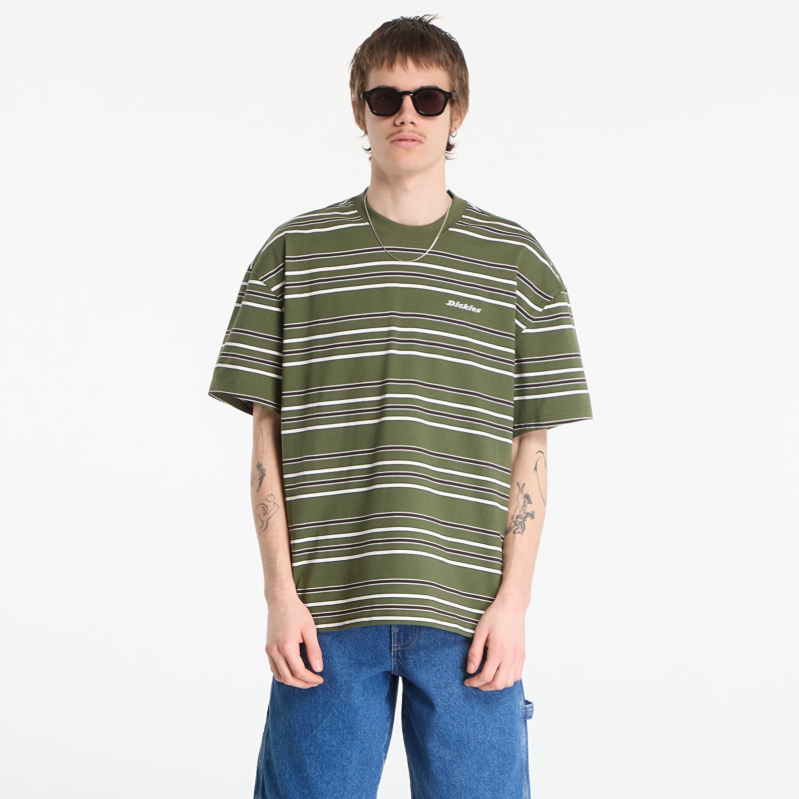 Pánske tričká Dickies East Liberty Stripe Ss Tee Cypress