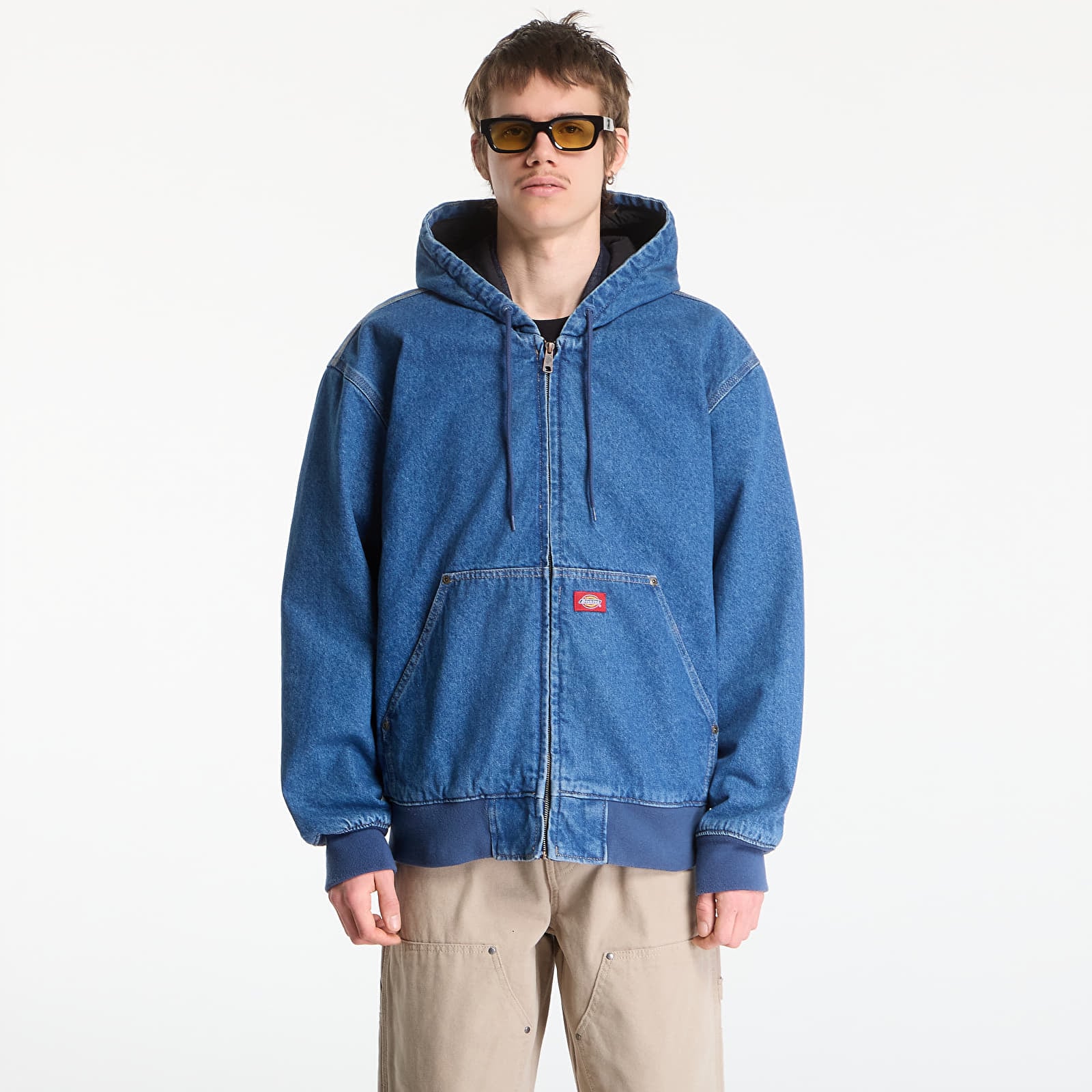 Jachete pentru bărbați Dickies Lined Denim Hooded Bomber Classic Blue