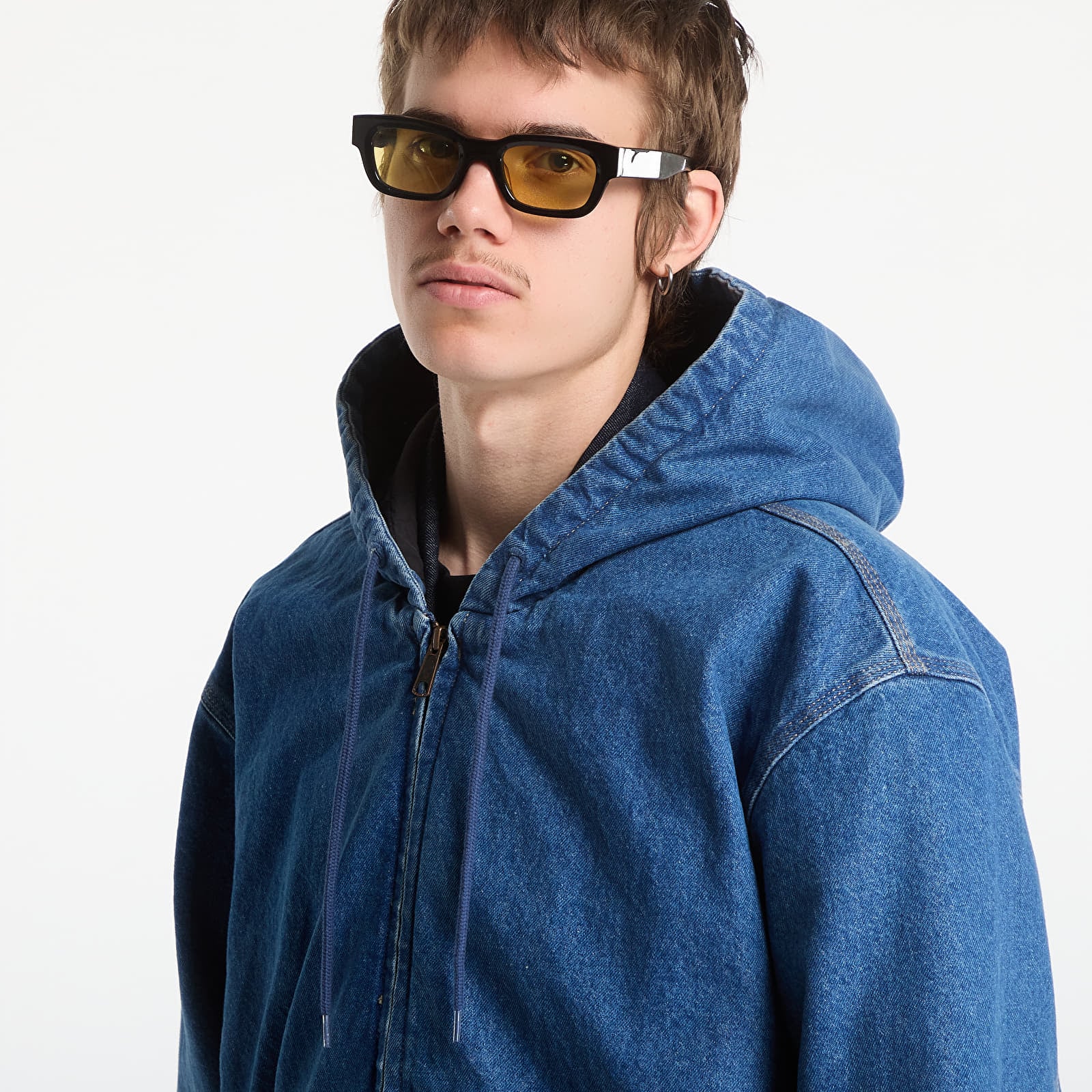 Jachete pentru bărbați Dickies Lined Denim Hooded Bomber Classic Blue