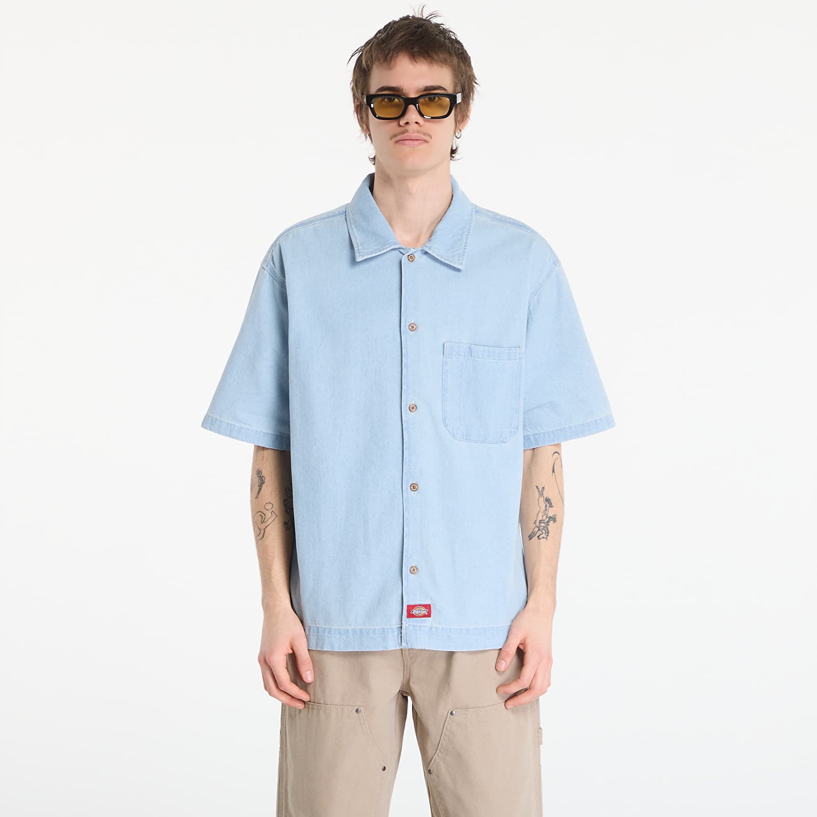 Men's shirts Dickies Denim Shirt Ss Fog Blue