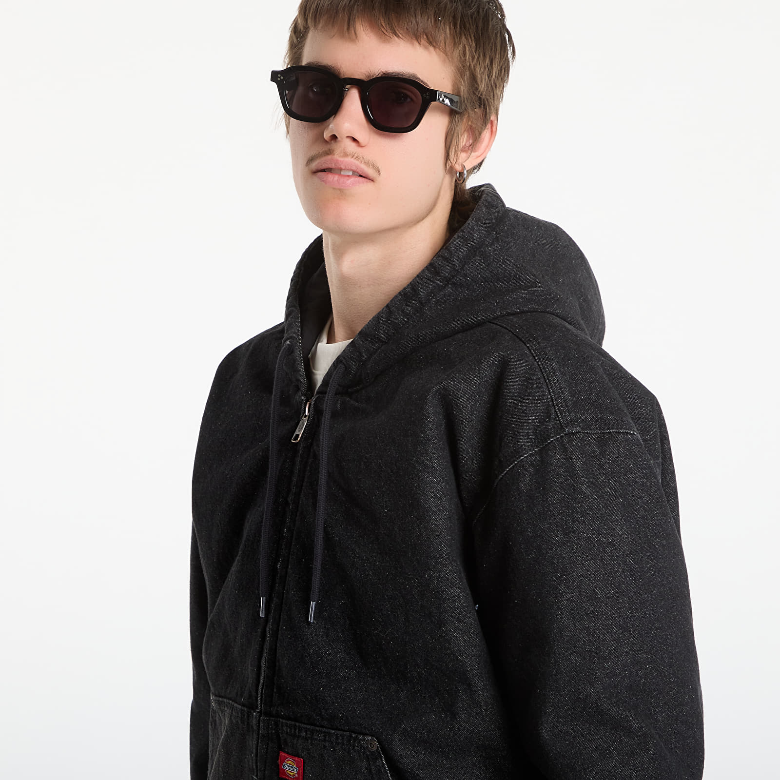 Férfi bomberdzsekik Dickies Lined Denim Hooded Bomber Black Wsh Faded