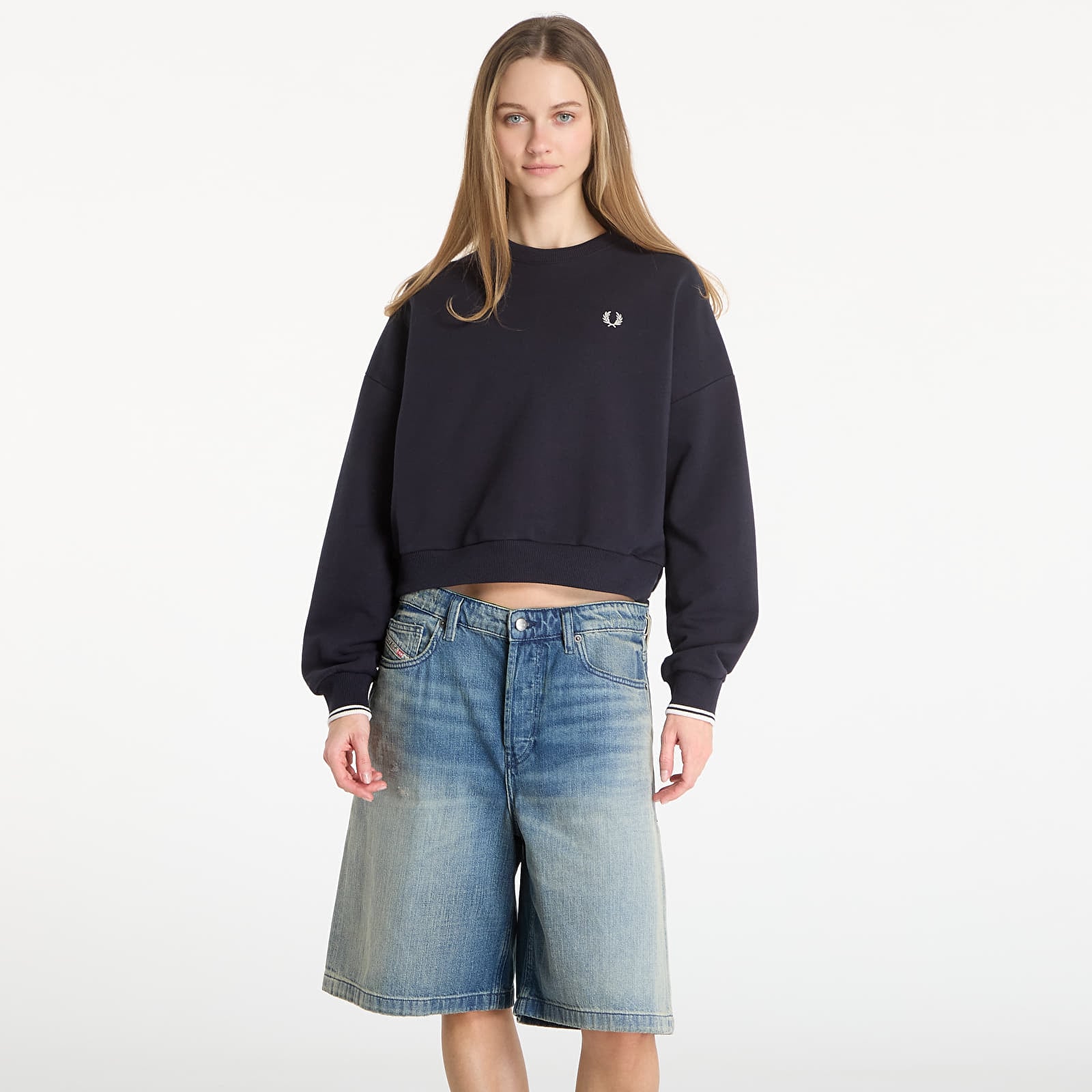 Női kapucnis pulcsik FRED PERRY Tipped Sweatshirt Navy