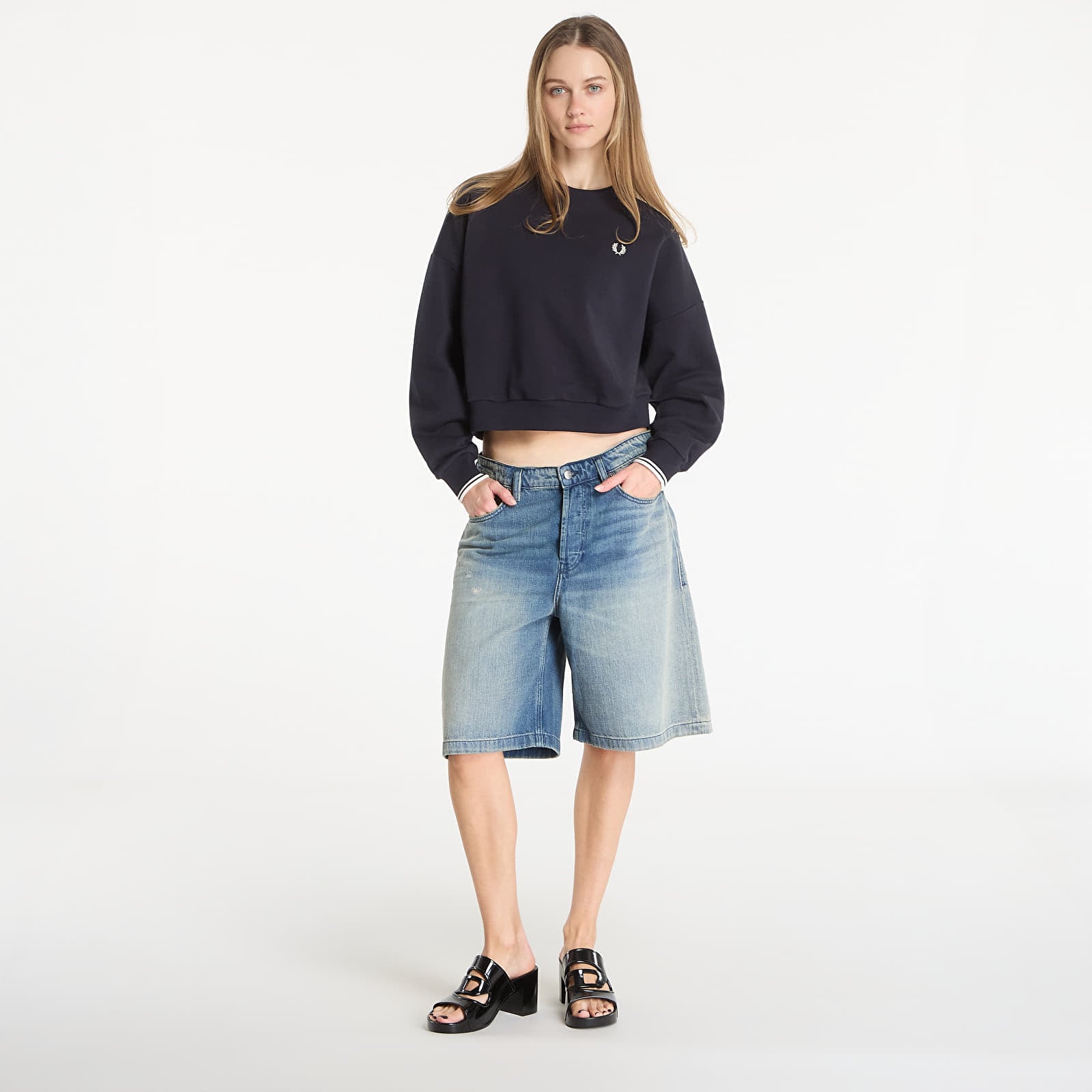 Női kapucnis pulcsik FRED PERRY Tipped Sweatshirt Navy