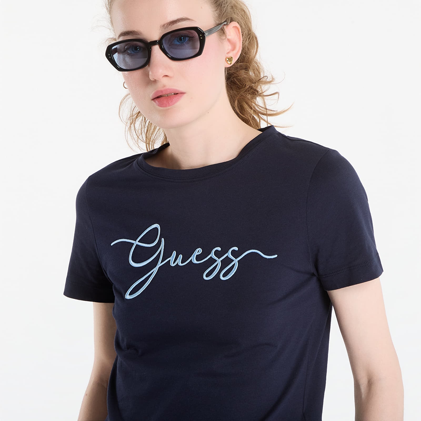 Тениски GUESS Circe Ss Cn T-Shirt Daring Ocean