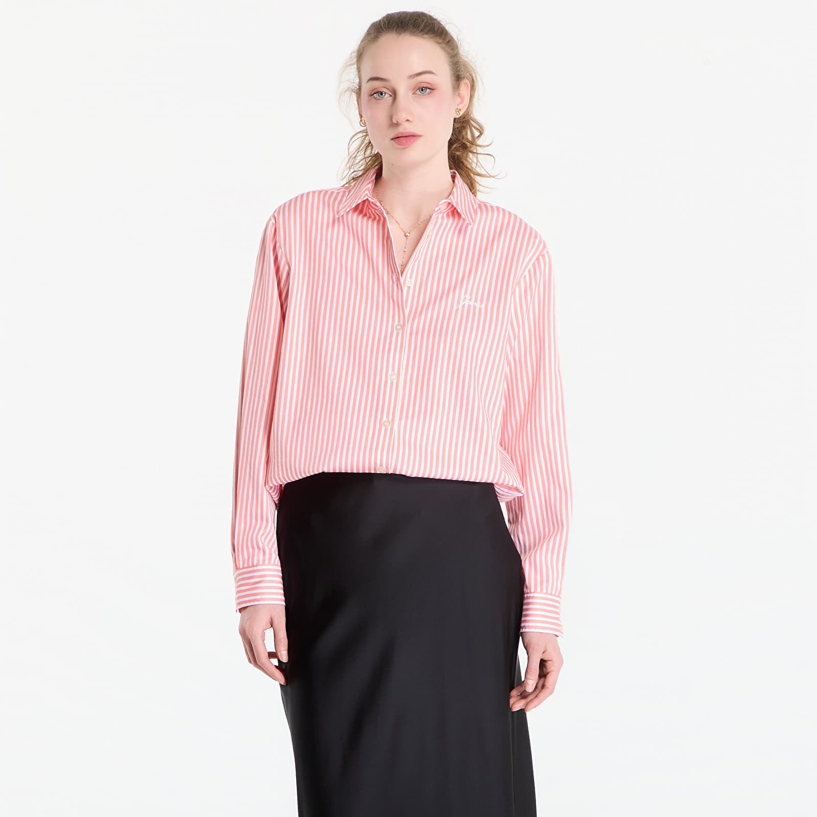 Shirt Guess Jeans Ls Tecla Oversized Shirt Pink/ White Stripe L