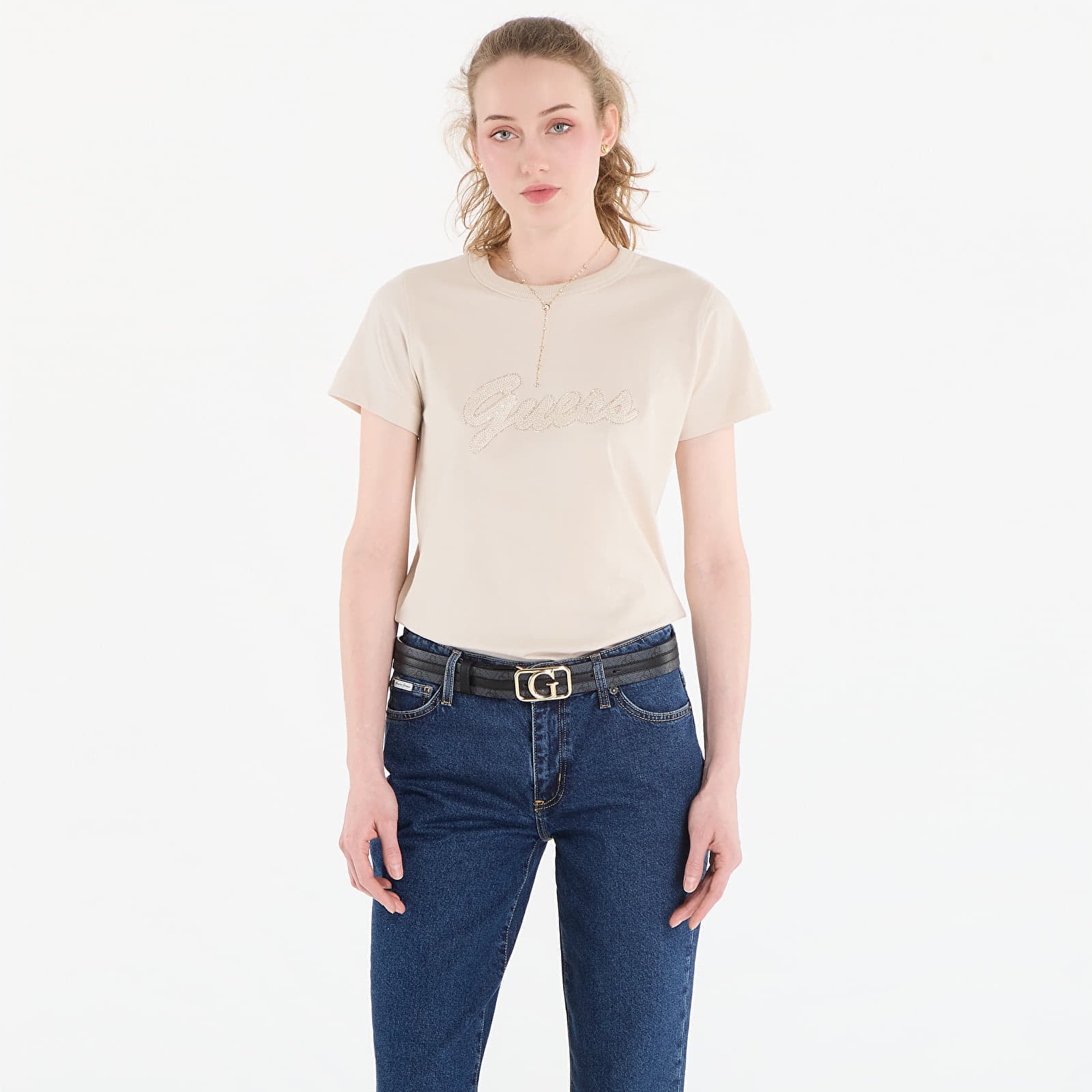 T-shirt Guess Jeans Ss Cn 3D Guess Script Tee Warm Slate XS