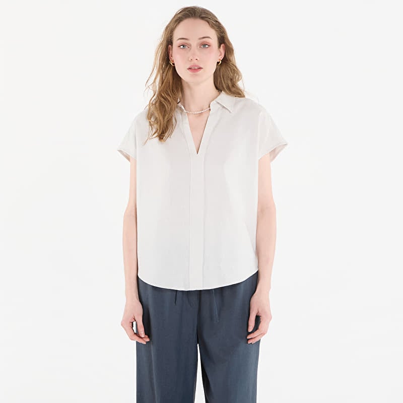 Marškiniai Calvin Klein Linen Cks Ss Classic Fit Shirt White Sand