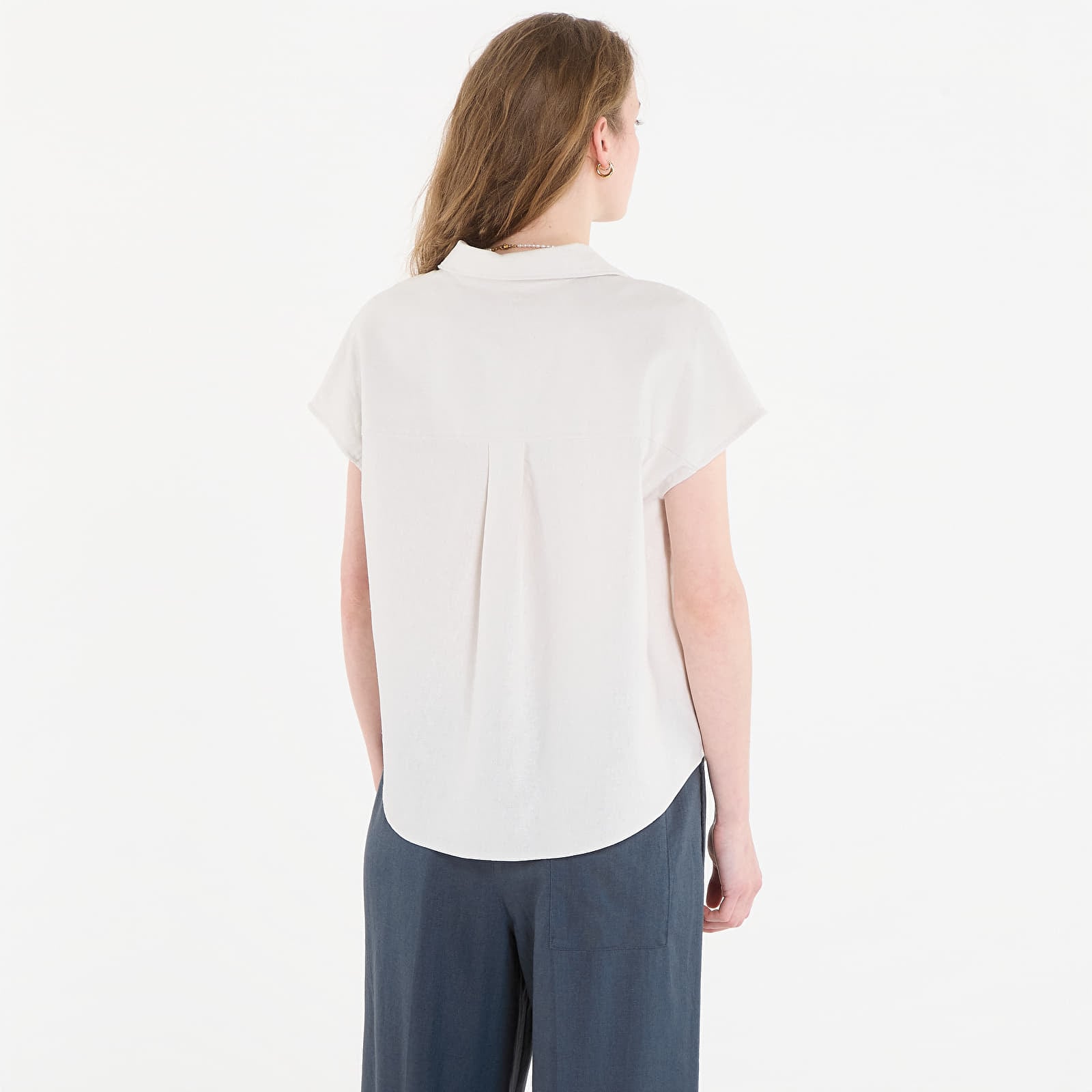 Skjortor Calvin Klein Linen Cks Ss Classic Fit Shirt White Sand