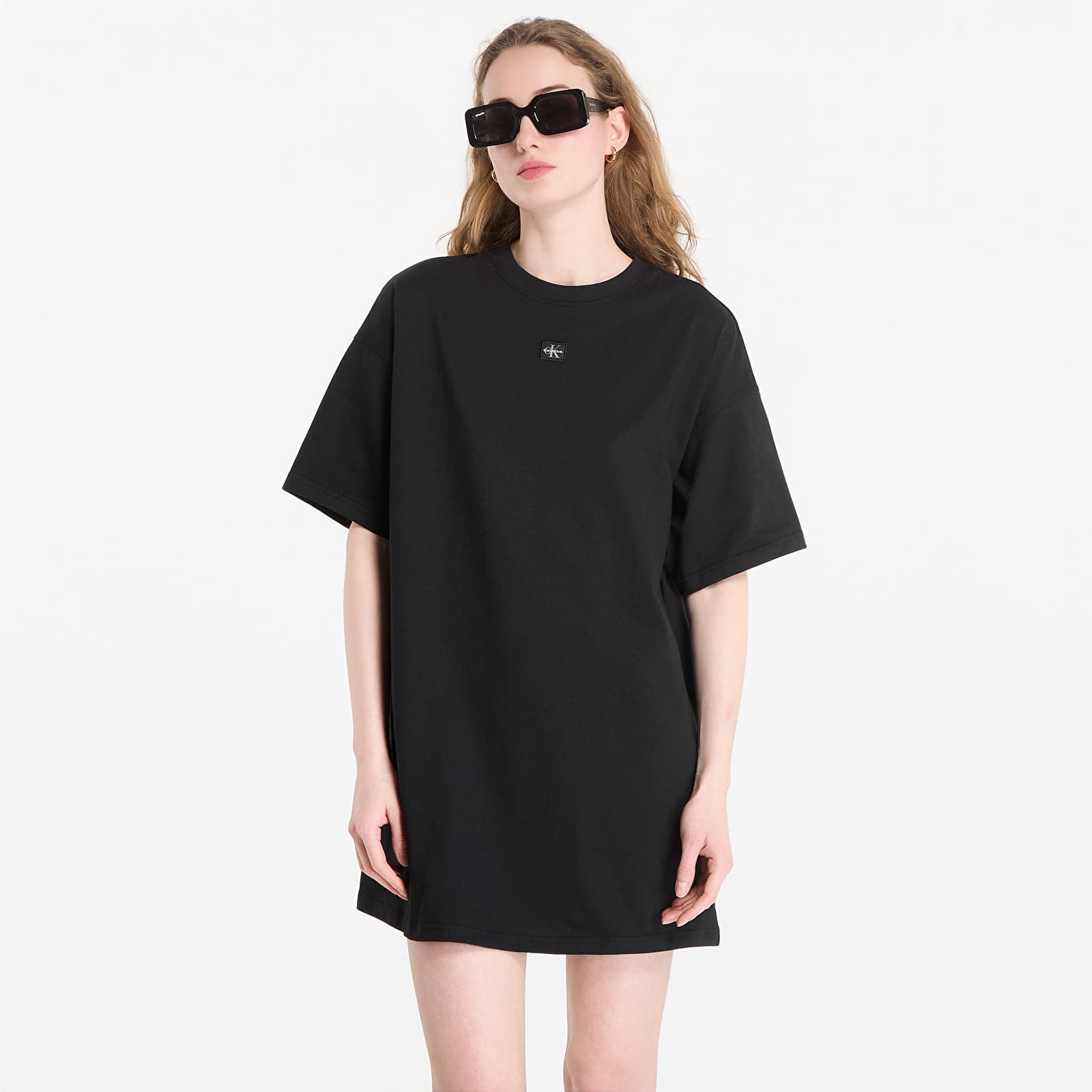 Abiti Calvin Klein Jeans Ss Woven Label Oversized Tee Dress Black