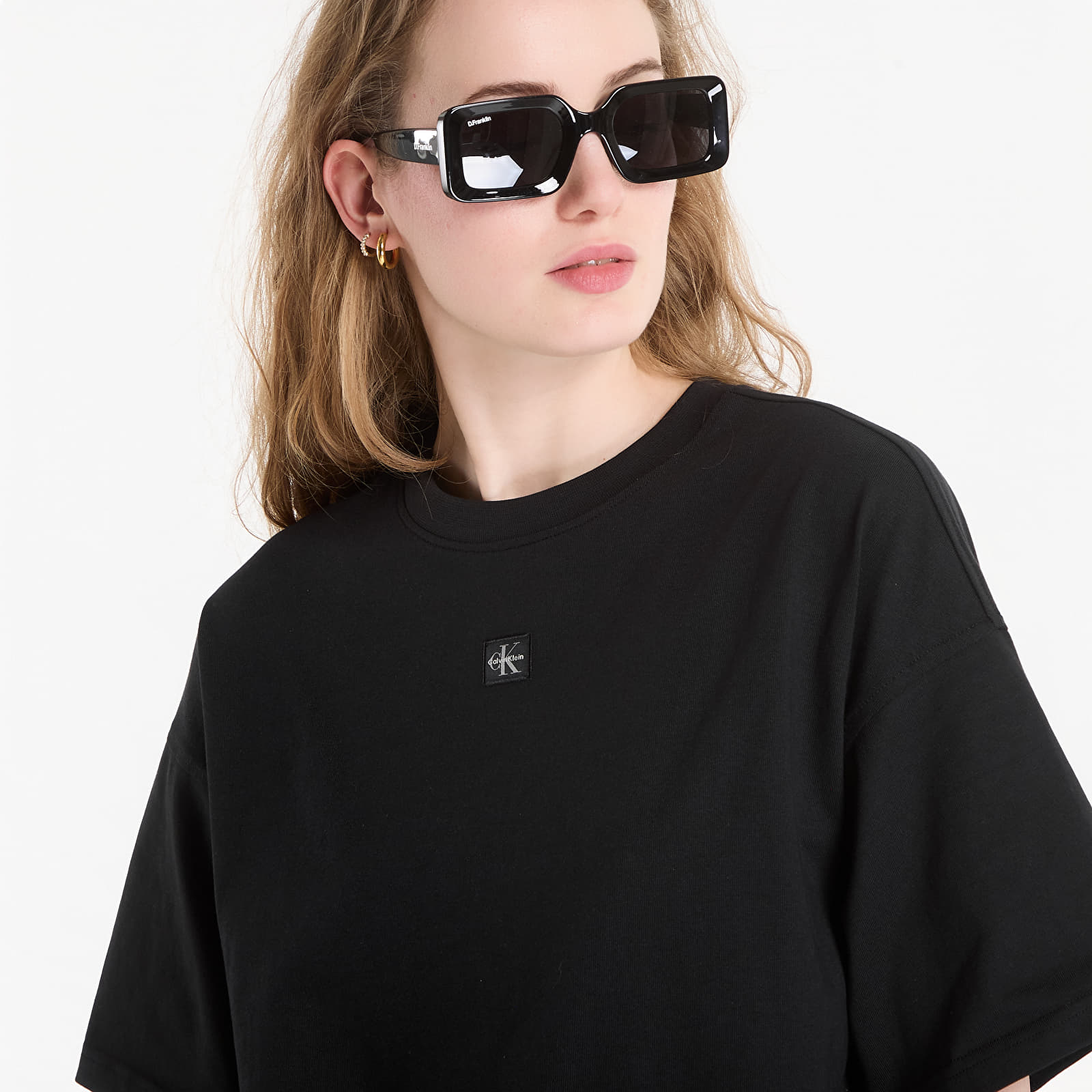 Abiti Calvin Klein Jeans Ss Woven Label Oversized Tee Dress Black