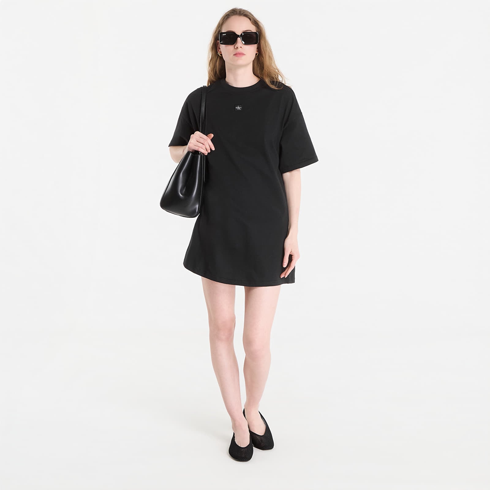 Abiti Calvin Klein Jeans Ss Woven Label Oversized Tee Dress Black