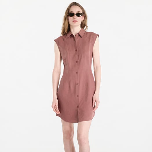 Calvin Klein Tencel Linen Sl Mini Shirtdress Sierra Brown