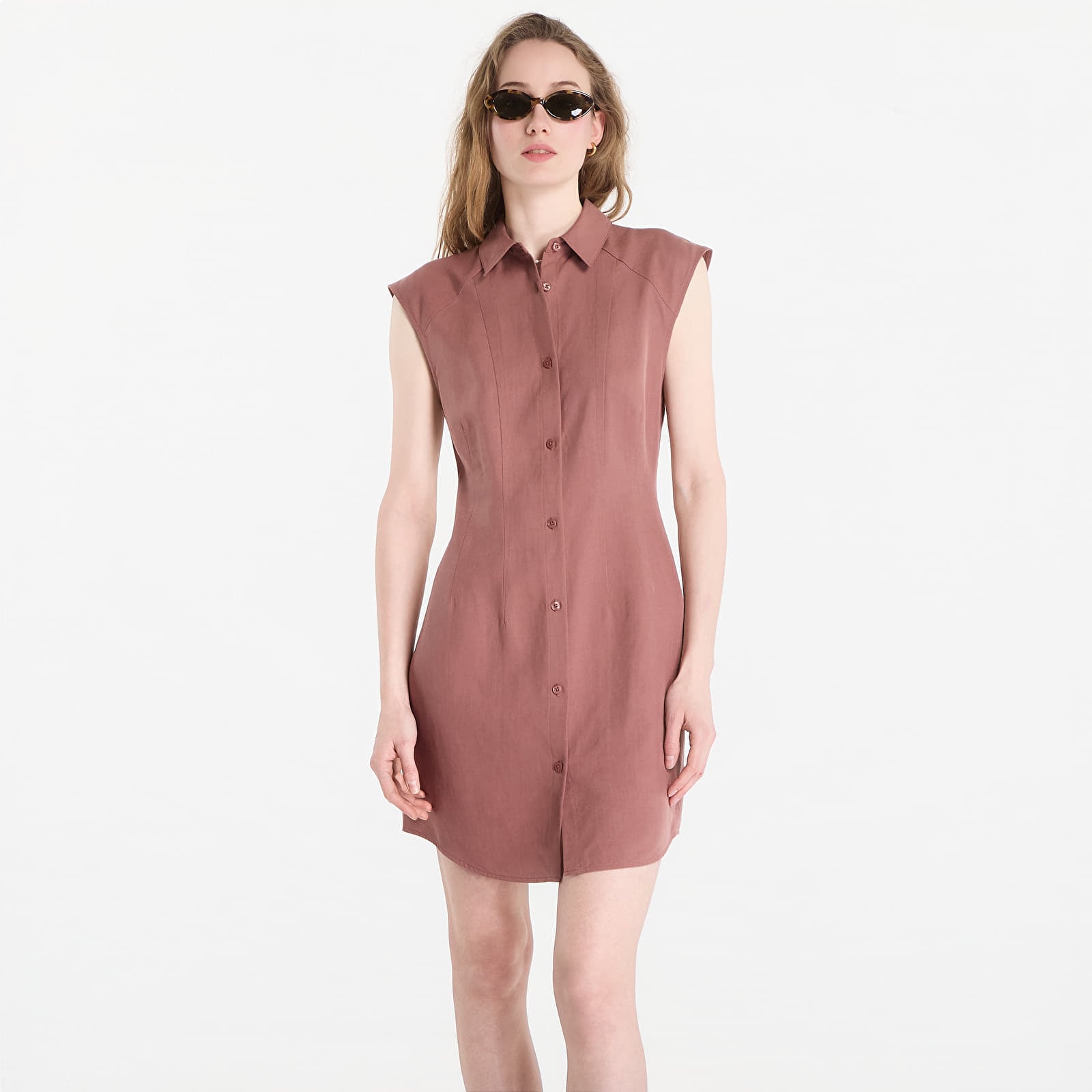 Dresses Calvin Klein Tencel Linen Sl Mini Shirtdress Sierra Brown